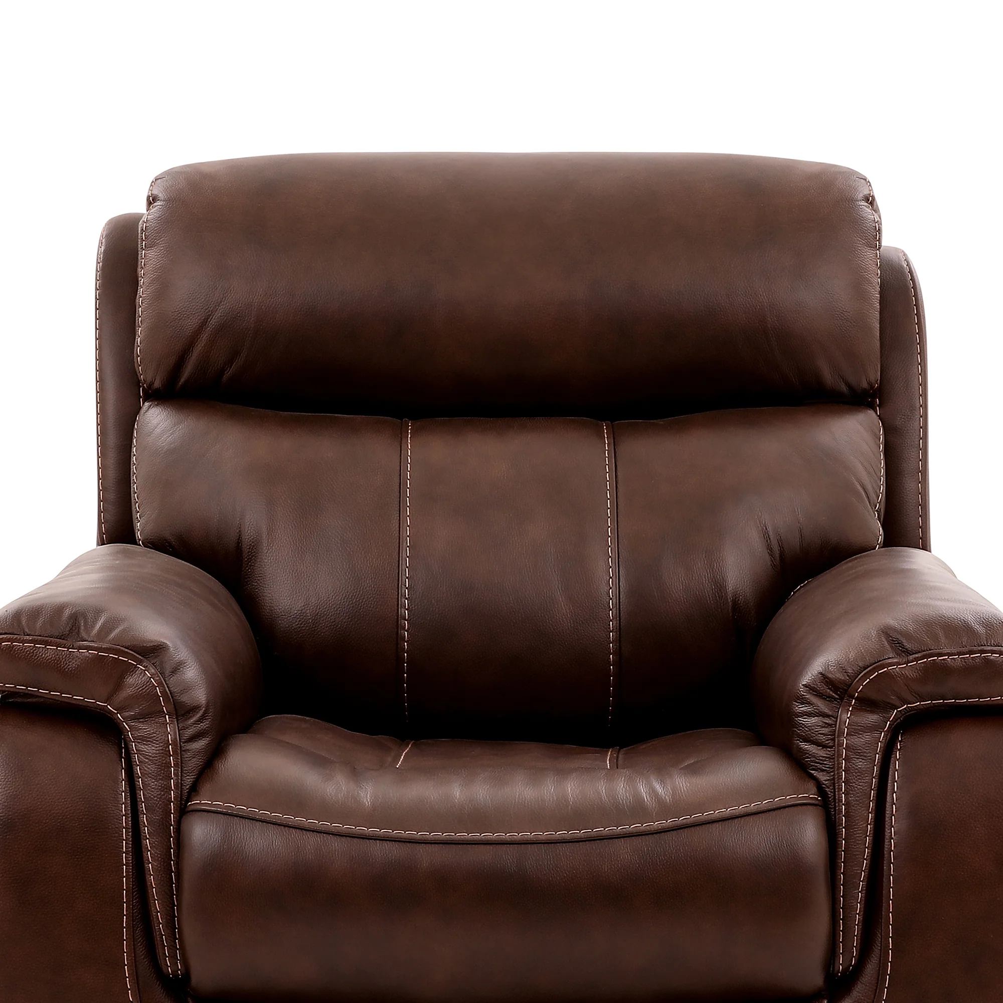 Montague Dual Power Headrest and Lumbar Support Recliner Chair in Genuine Brown Leather By Armen Living - Image 6