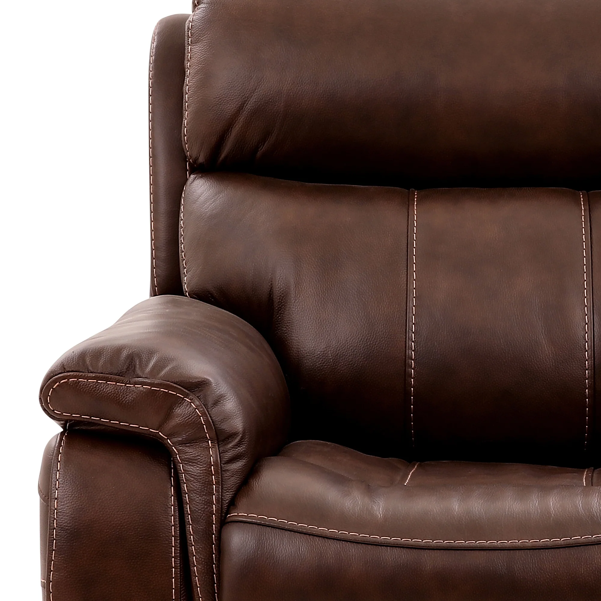 Montague Dual Power Headrest and Lumbar Support Recliner Chair in Genuine Brown Leather By Armen Living - Image 7