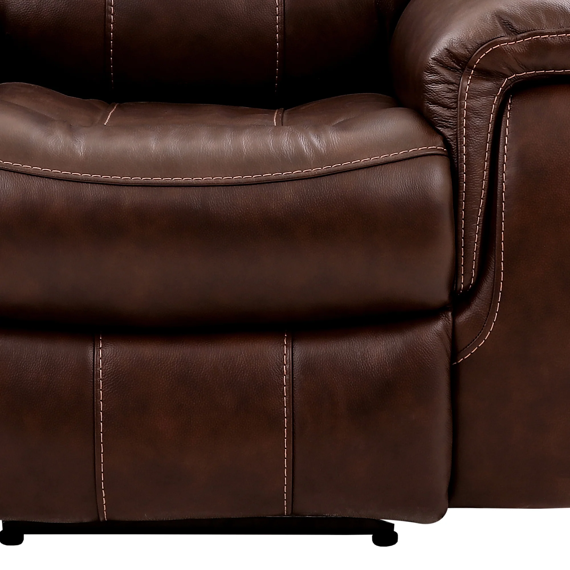 Montague Dual Power Headrest and Lumbar Support Recliner Chair in Genuine Brown Leather By Armen Living - Image 8