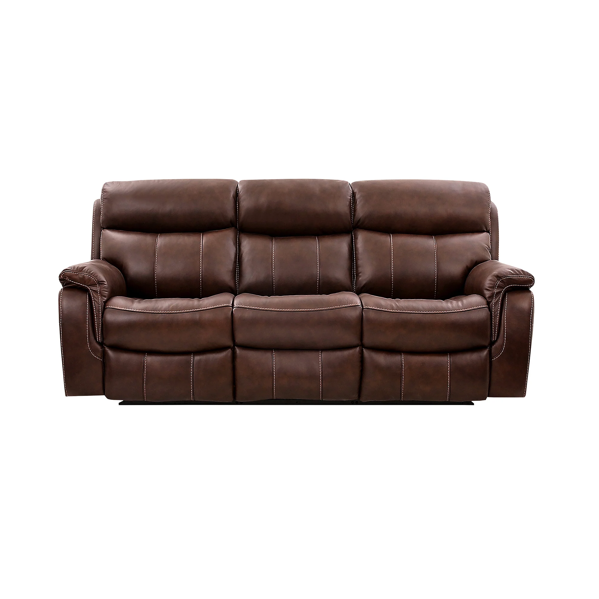 Montague Dual Power Headrest and Lumbar Support Reclining Sofa in Genuine Brown Leather By Armen Living - Image 2