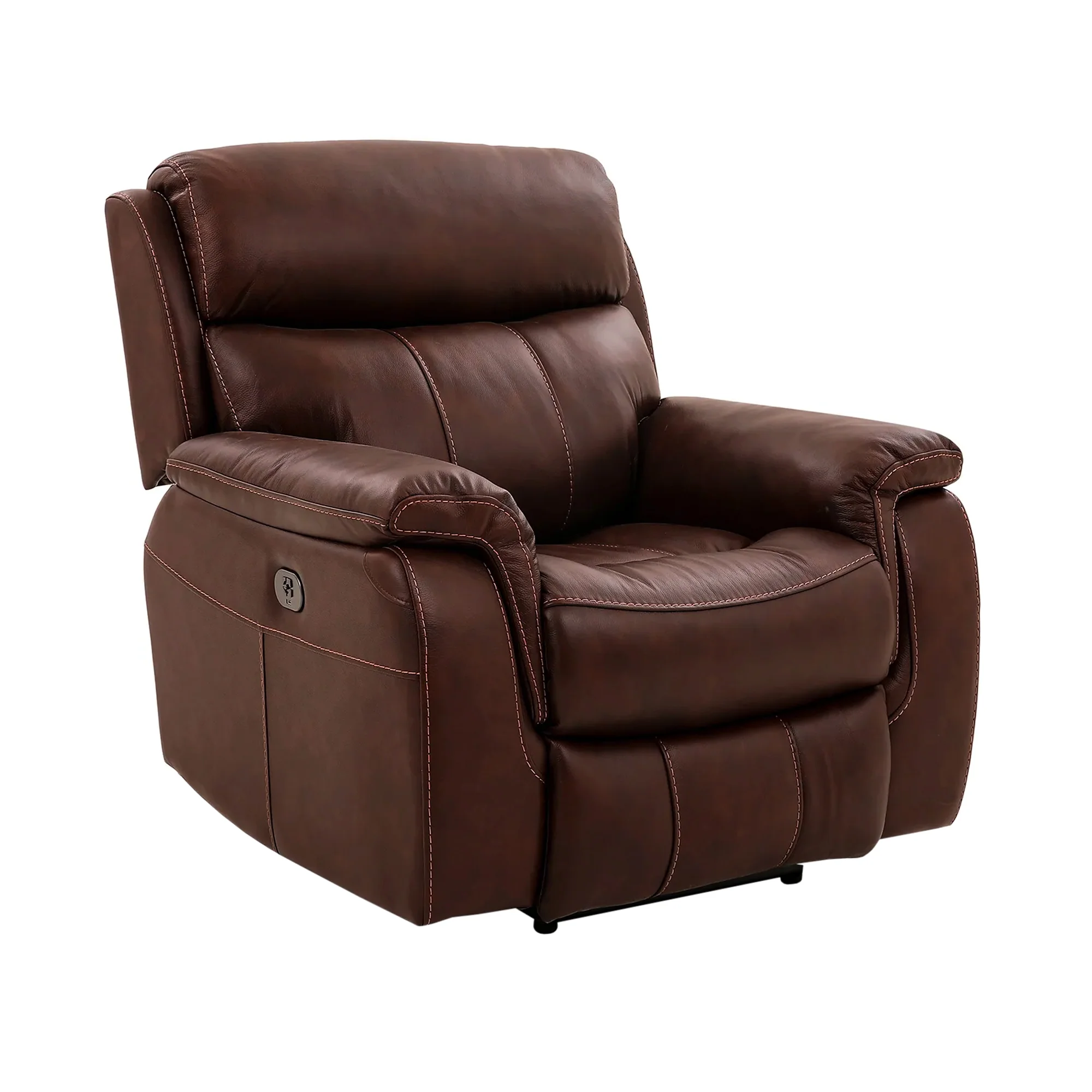 Montague Dual Power Reclining 2 Piece Sofa and Recliner Set in Genuine Brown Leather By Armen Living - Image 5