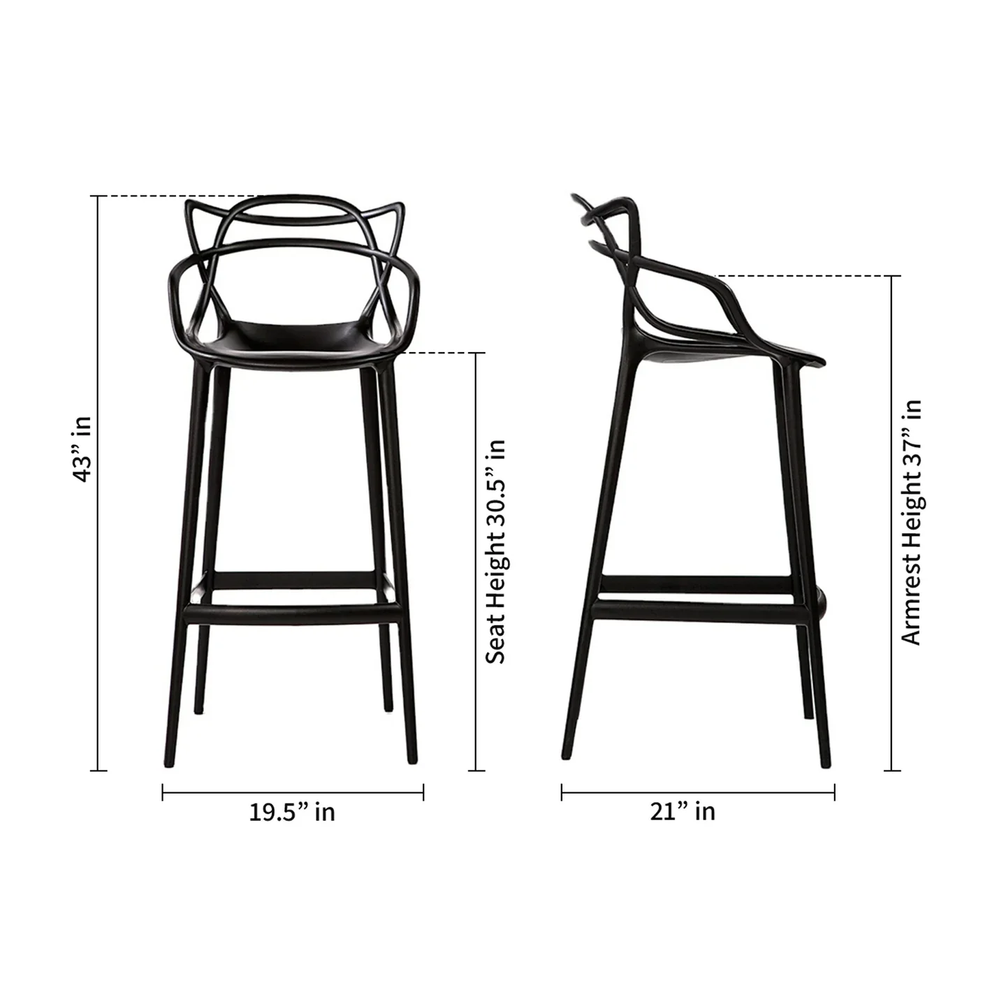 Monte Bar Stool, Black By World Modern Design - Image 5