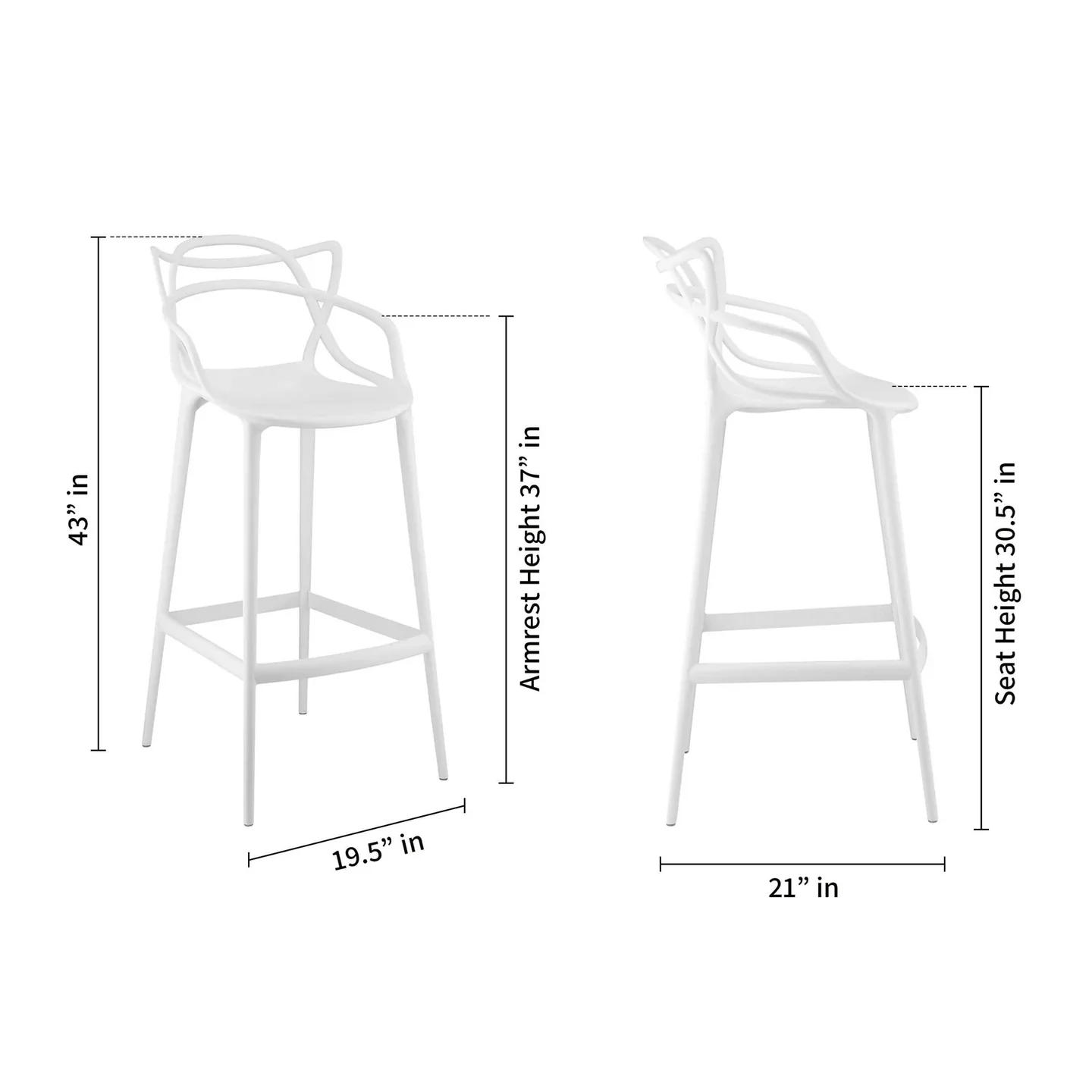 Monte Bar Stool, White By World Modern Design - Image 5