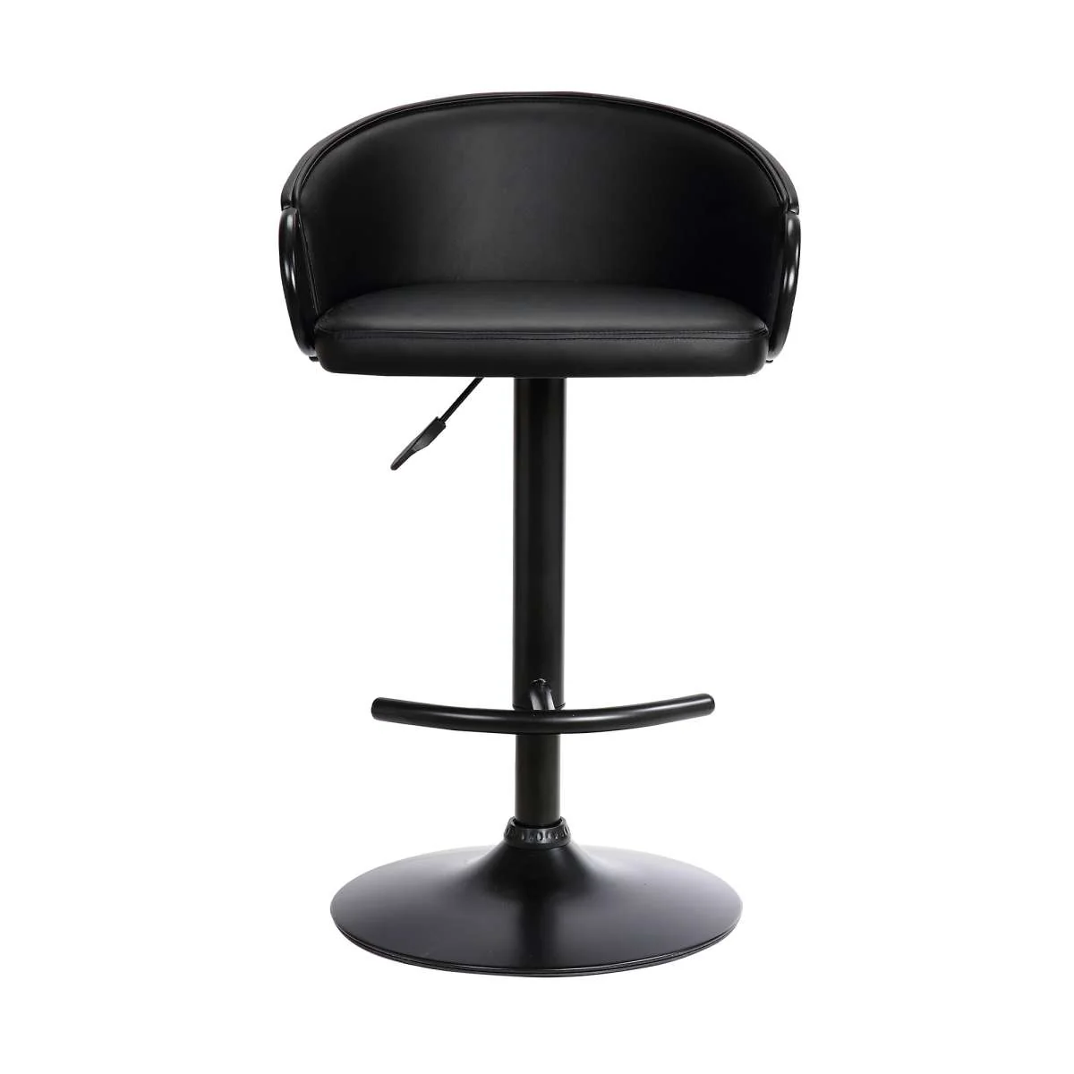 Montego Adjustable Black Faux Leather Swivel Barstool in Black Powder Coated Finish By Armen Living - Image 2