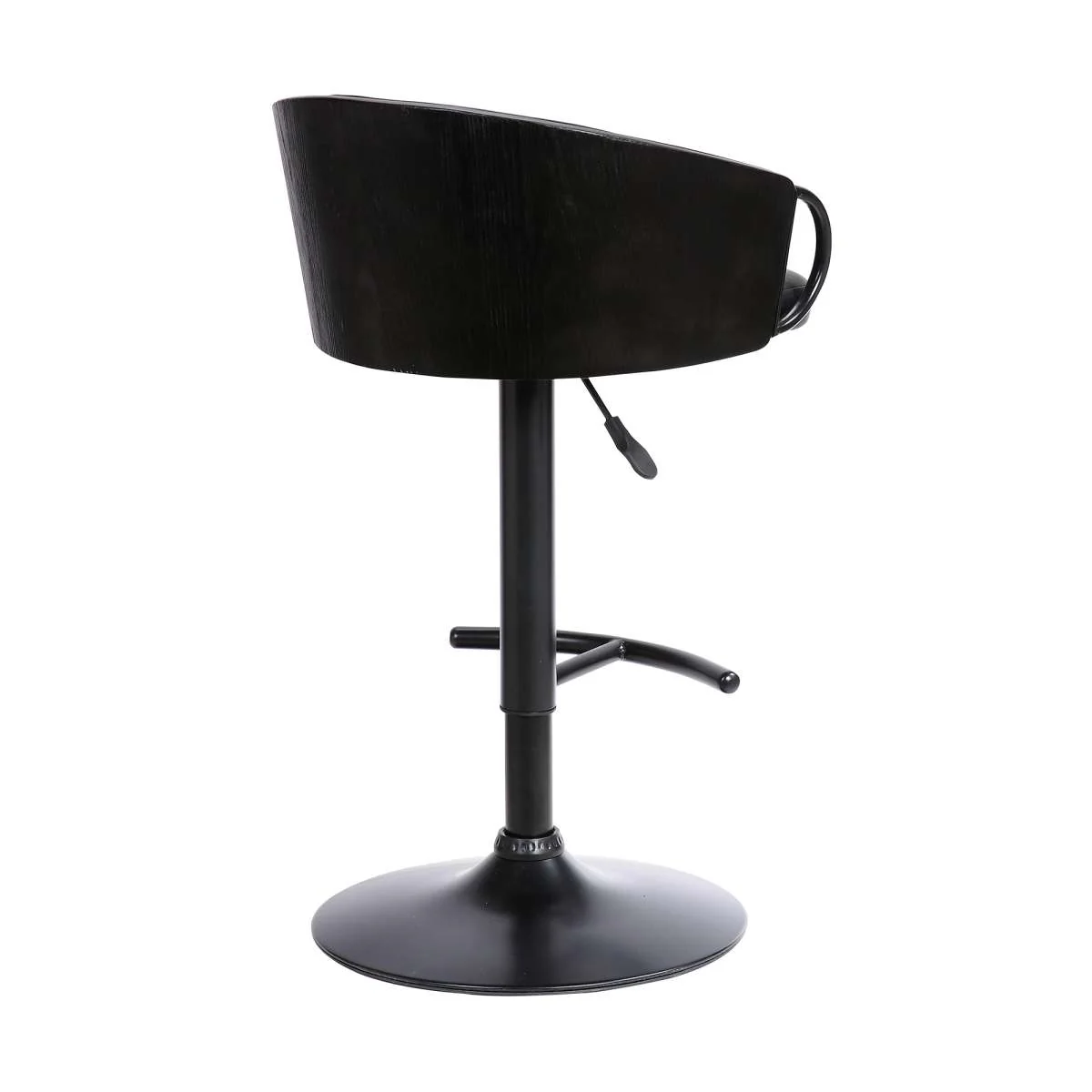 Montego Adjustable Black Faux Leather Swivel Barstool in Black Powder Coated Finish By Armen Living - Image 3