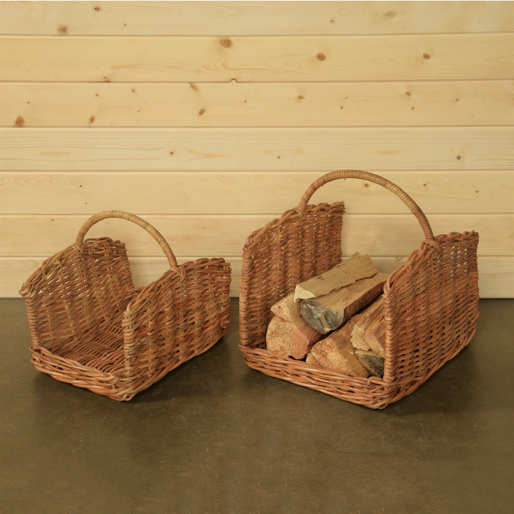 Monterey Rattan Log Basket - Set of 2 - Rustique Honey By HomArt - Image 2
