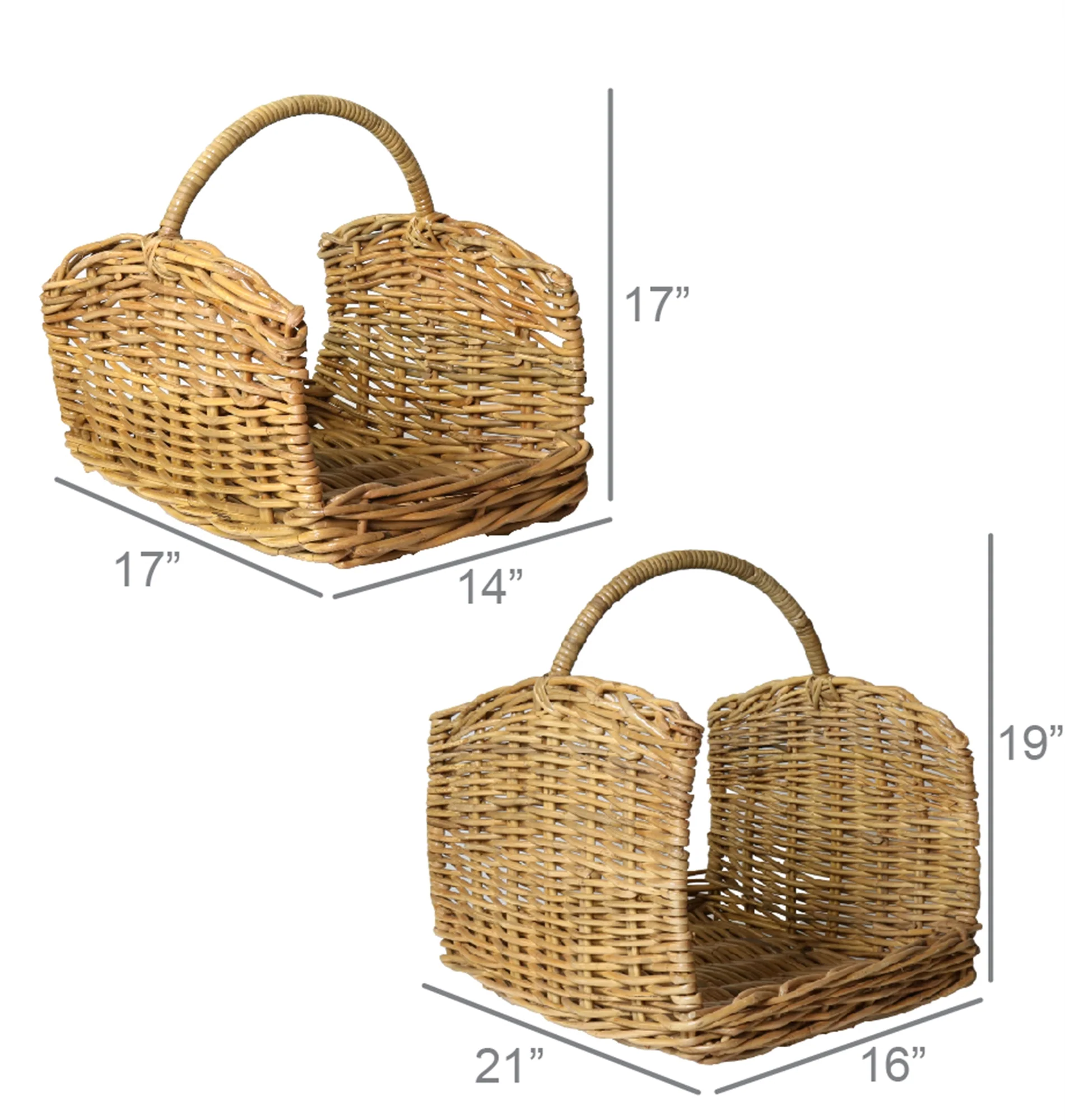 Monterey Rattan Log Basket - Set of 2 - Rustique Honey By HomArt - Image 7