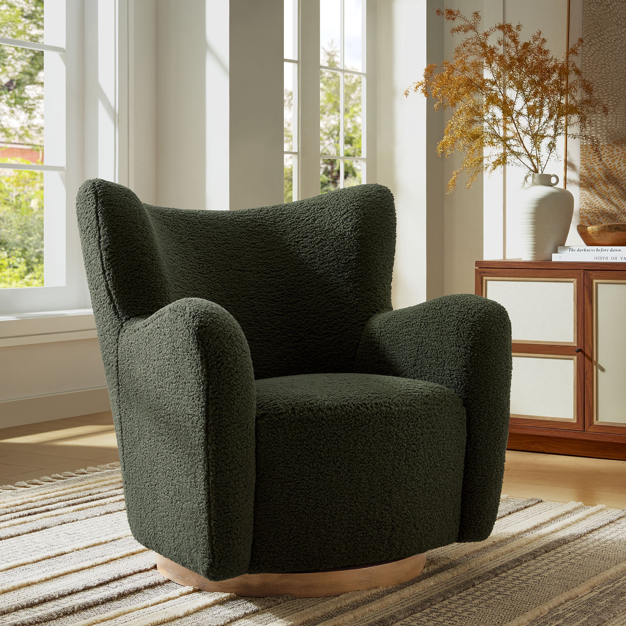 Montrose Wingback Sherpa Swivel Accent Chair by Modway - Image 17