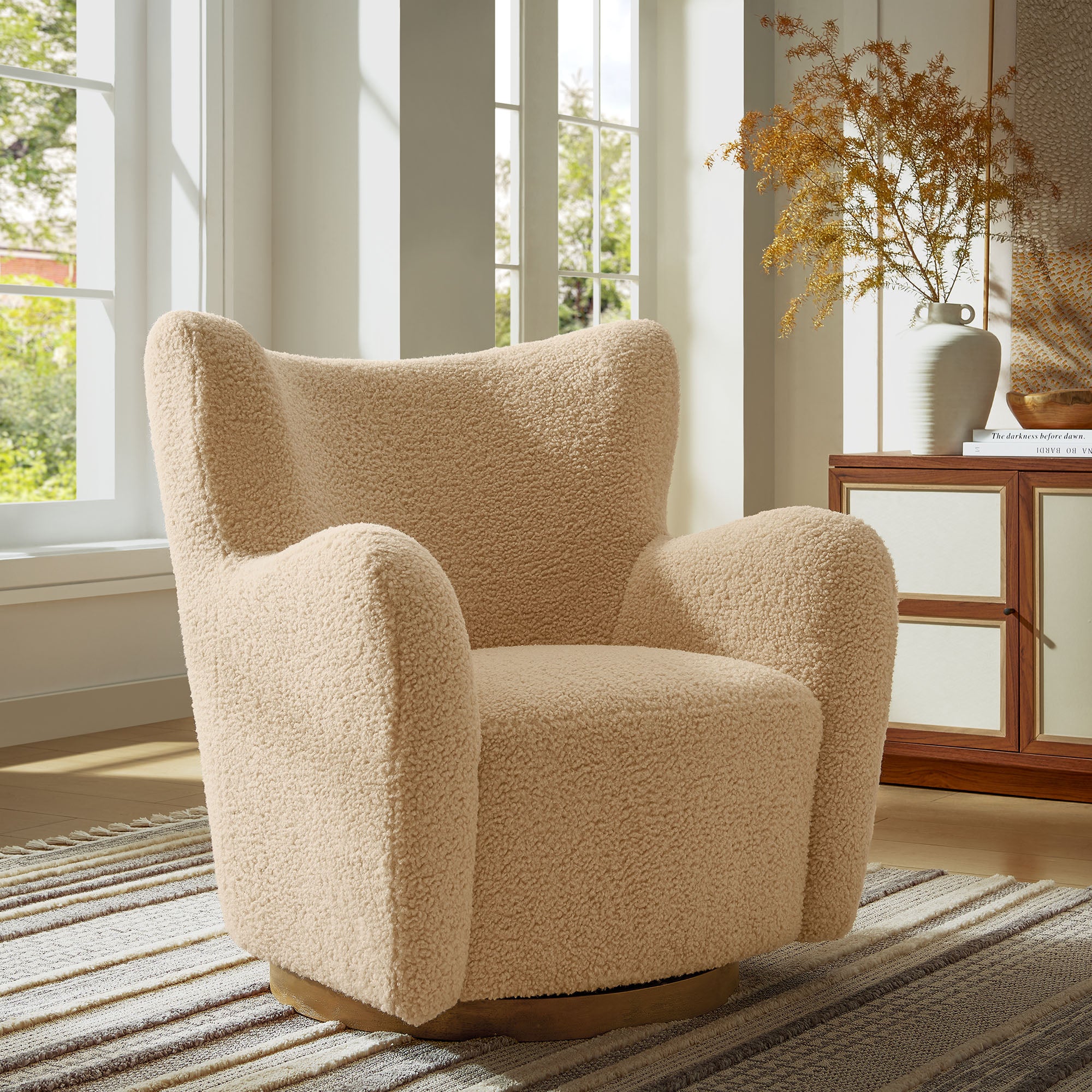Montrose Wingback Sherpa Swivel Accent Chair by Modway - Image 27