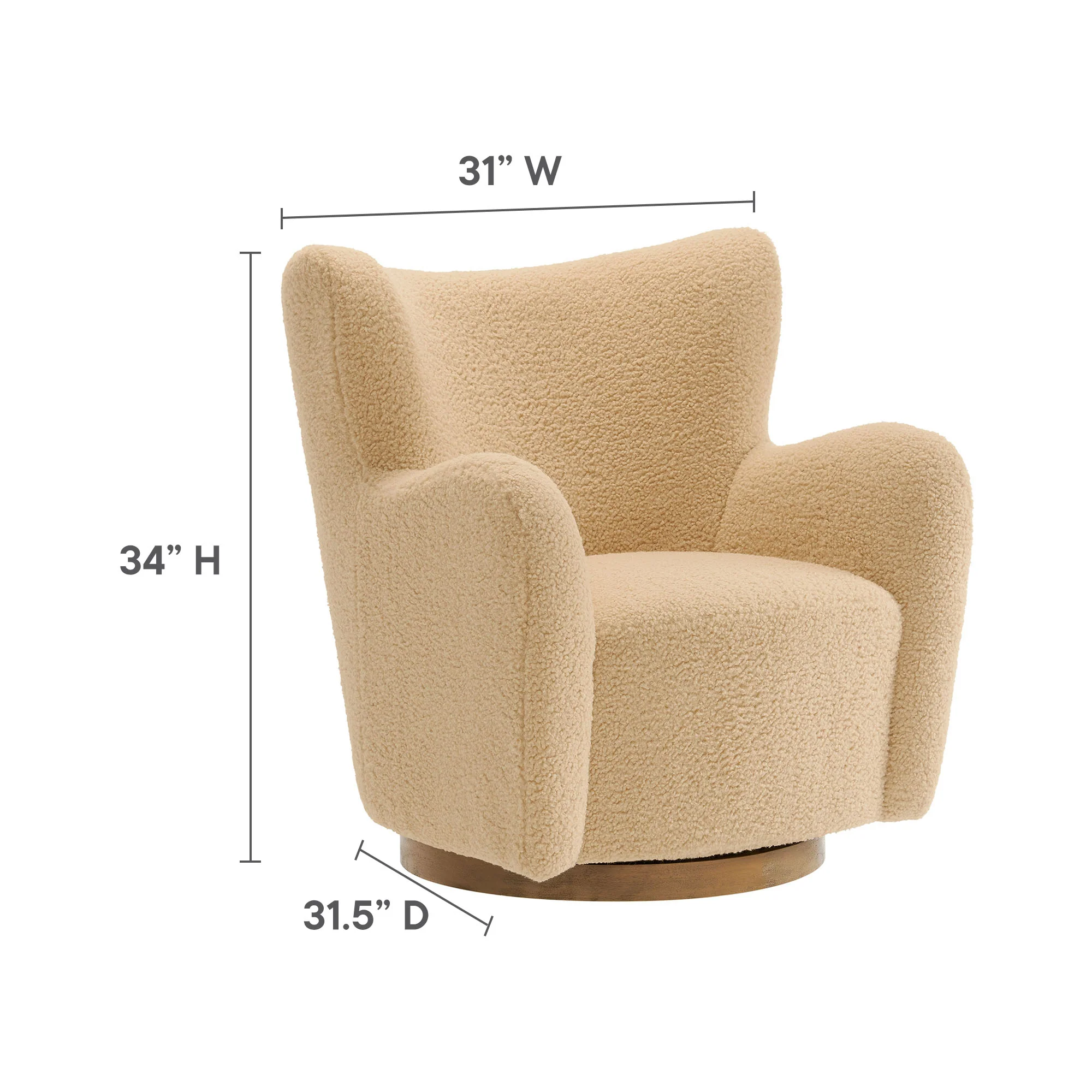 Montrose Wingback Sherpa Swivel Accent Chair by Modway - Image 30