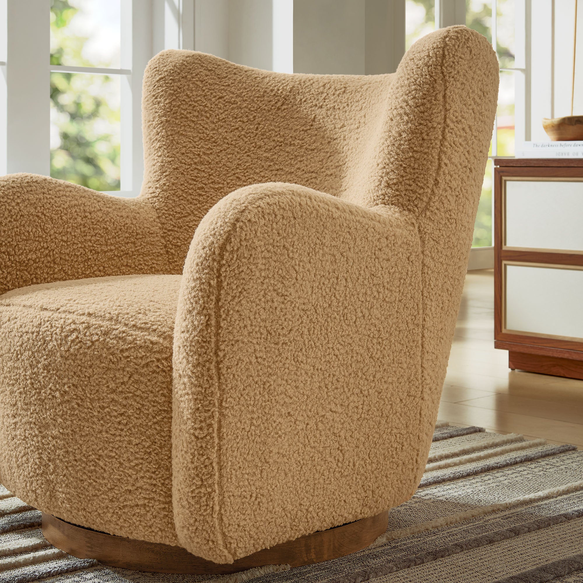 Montrose Wingback Sherpa Swivel Accent Chair by Modway - Image 7