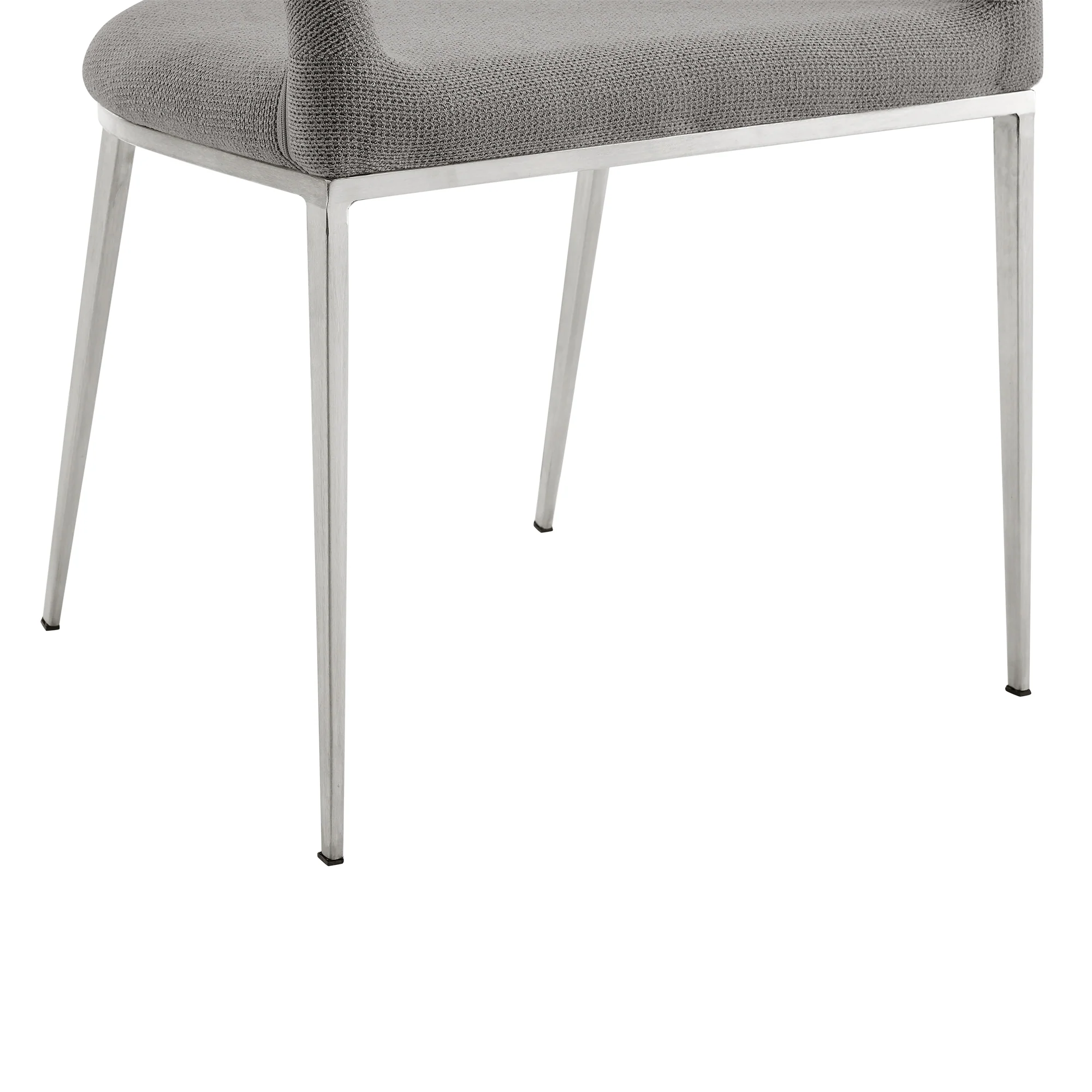 Morgan Upholstered Dining Chair with Brushed Stainless Steel and Light Gray Fabric - Set of 2 By Armen Living - Image 10