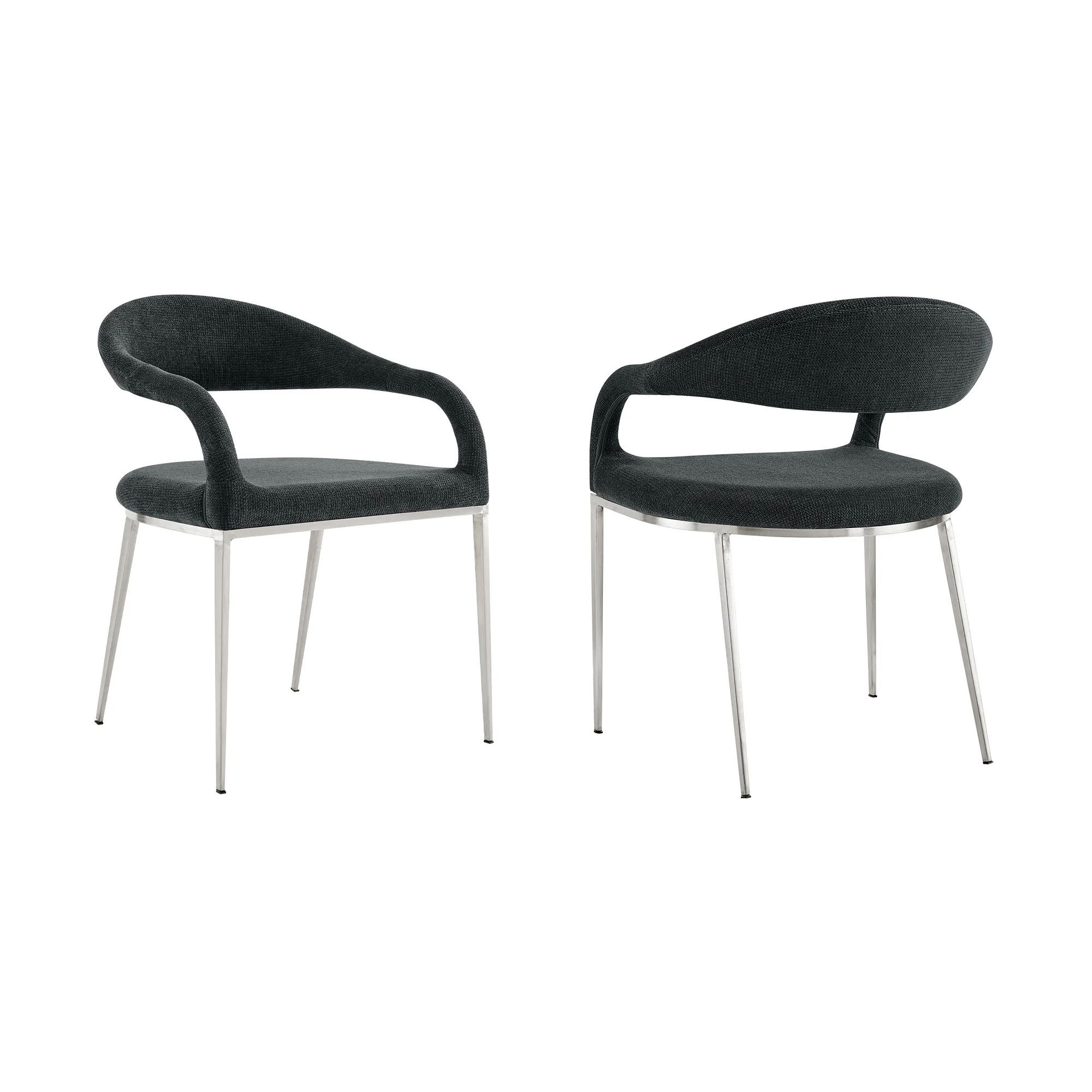Morgan Upholstered Dining Chair with Brushed Stainless Steel and Light Gray Fabric - Set of 2 By Armen Living - Image 15