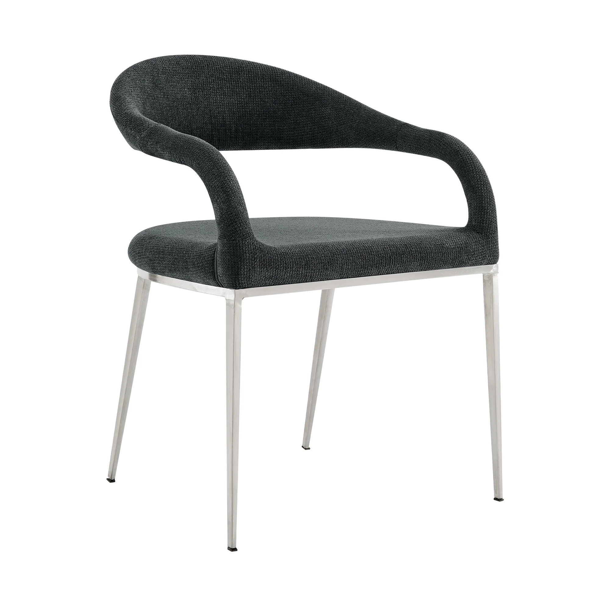 Morgan Upholstered Dining Chair with Brushed Stainless Steel and Light Gray Fabric - Set of 2 By Armen Living - Image 16