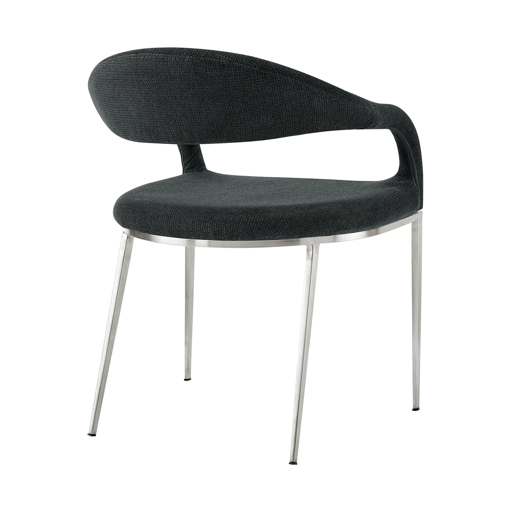 Morgan Upholstered Dining Chair with Brushed Stainless Steel and Light Gray Fabric - Set of 2 By Armen Living - Image 18
