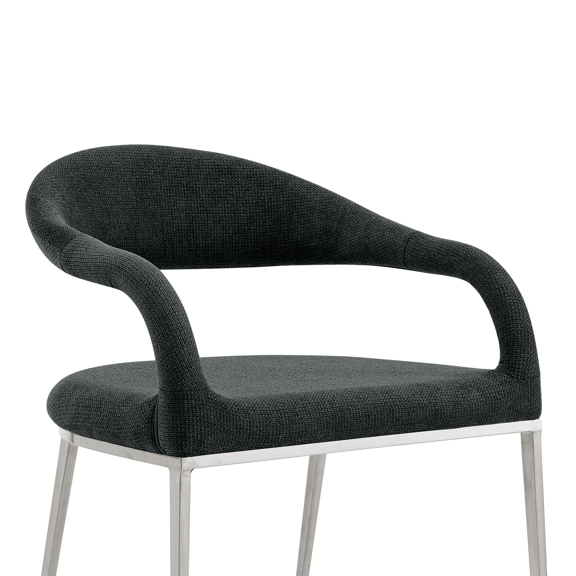 Morgan Upholstered Dining Chair with Brushed Stainless Steel and Light Gray Fabric - Set of 2 By Armen Living - Image 19