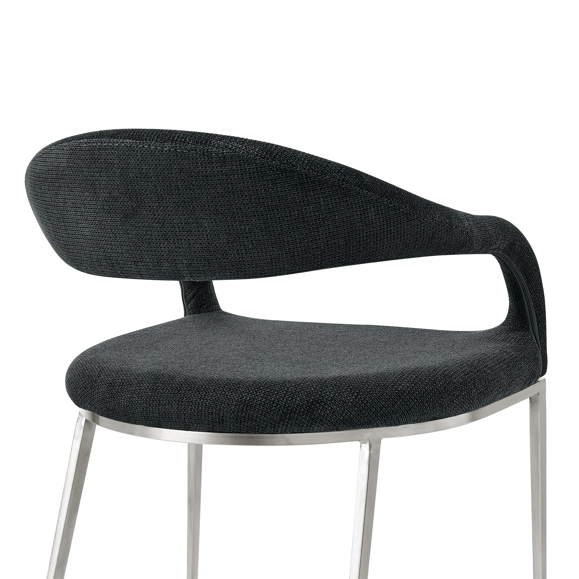 Morgan Upholstered Dining Chair with Brushed Stainless Steel and Light Gray Fabric - Set of 2 By Armen Living - Image 20