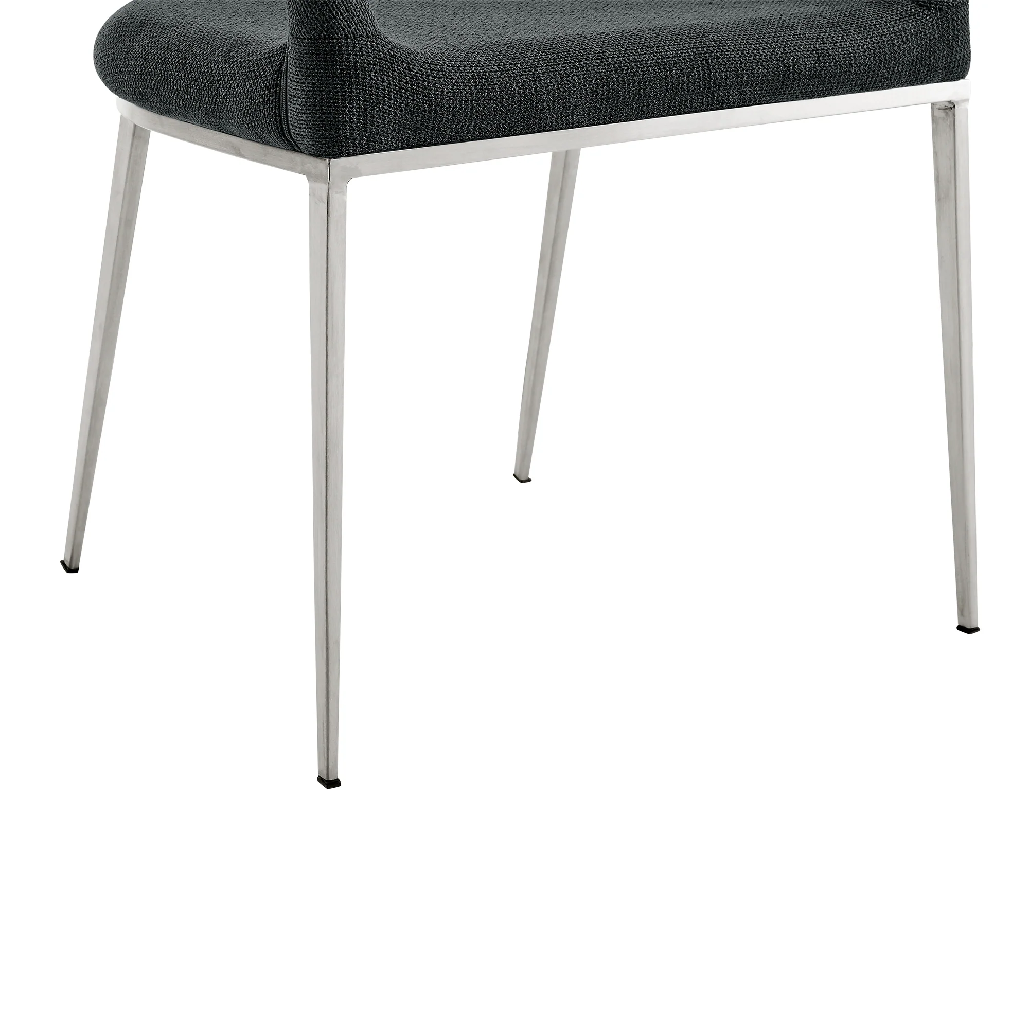 Morgan Upholstered Dining Chair with Brushed Stainless Steel and Light Gray Fabric - Set of 2 By Armen Living - Image 22