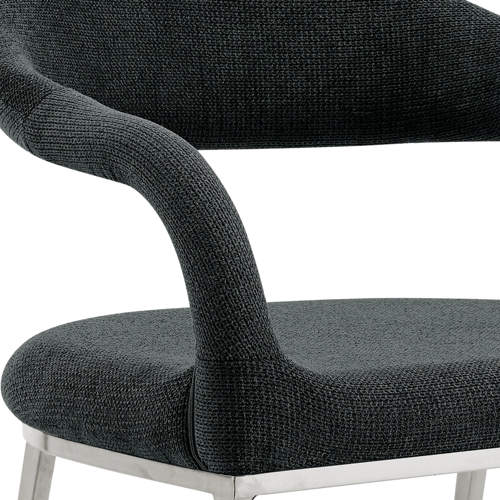 Morgan Upholstered Dining Chair with Brushed Stainless Steel and Light Gray Fabric - Set of 2 By Armen Living - Image 24
