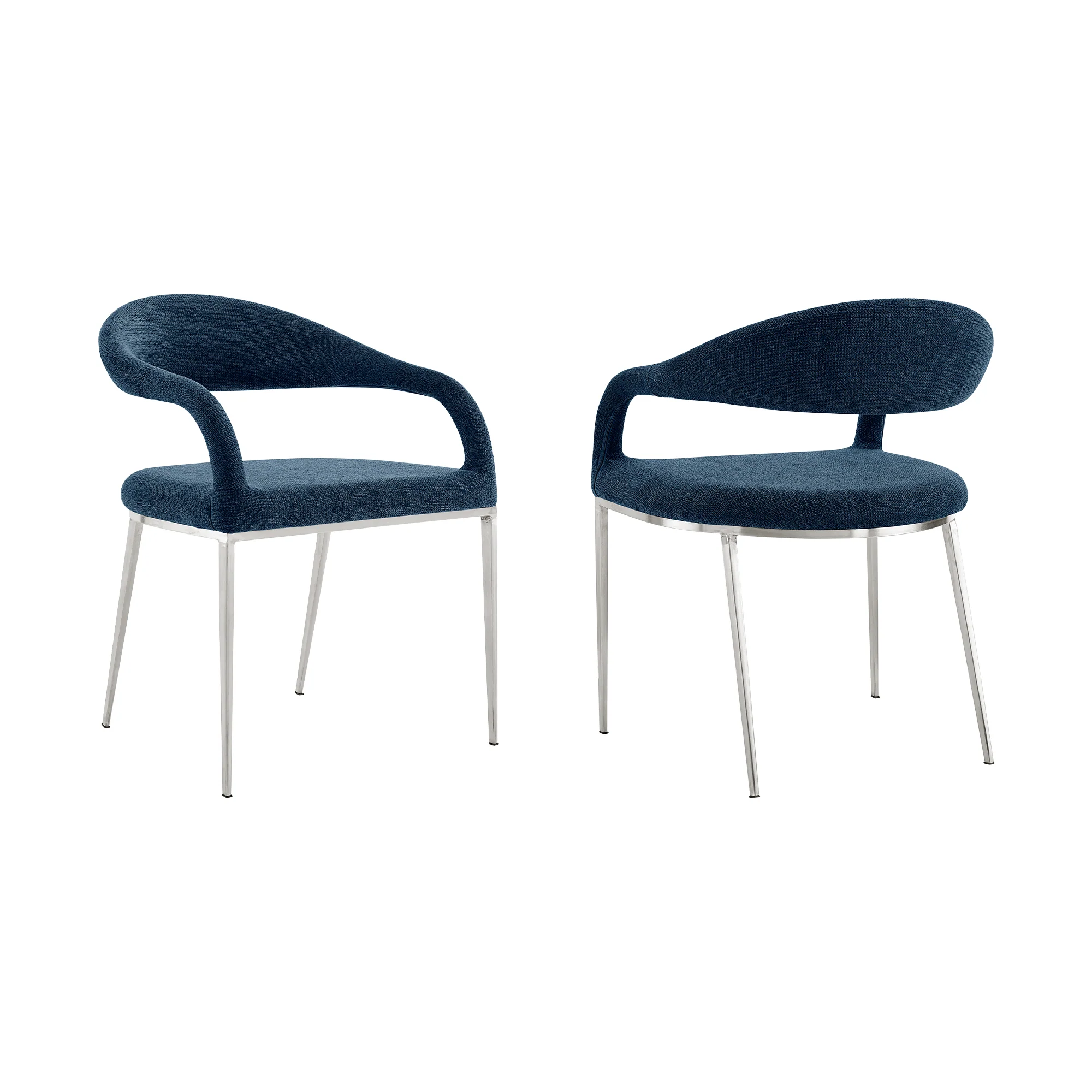 Morgan Upholstered Dining Chair with Brushed Stainless Steel and Light Gray Fabric - Set of 2 By Armen Living - Image 27