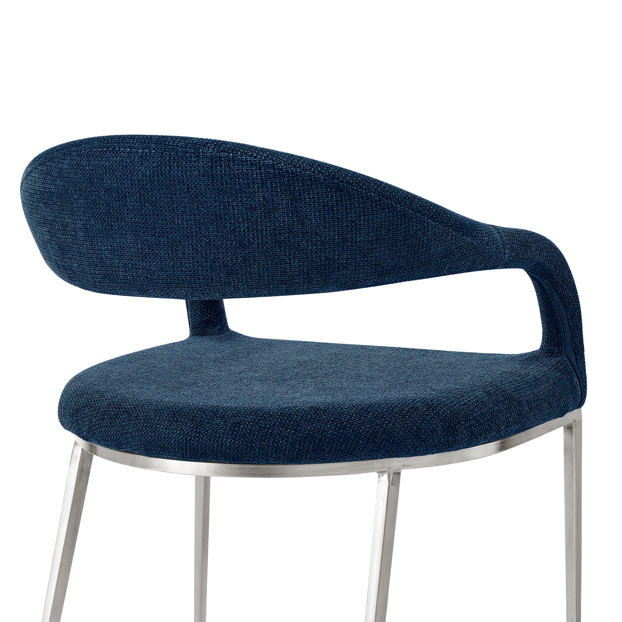 Morgan Upholstered Dining Chair with Brushed Stainless Steel and Light Gray Fabric - Set of 2 By Armen Living - Image 32