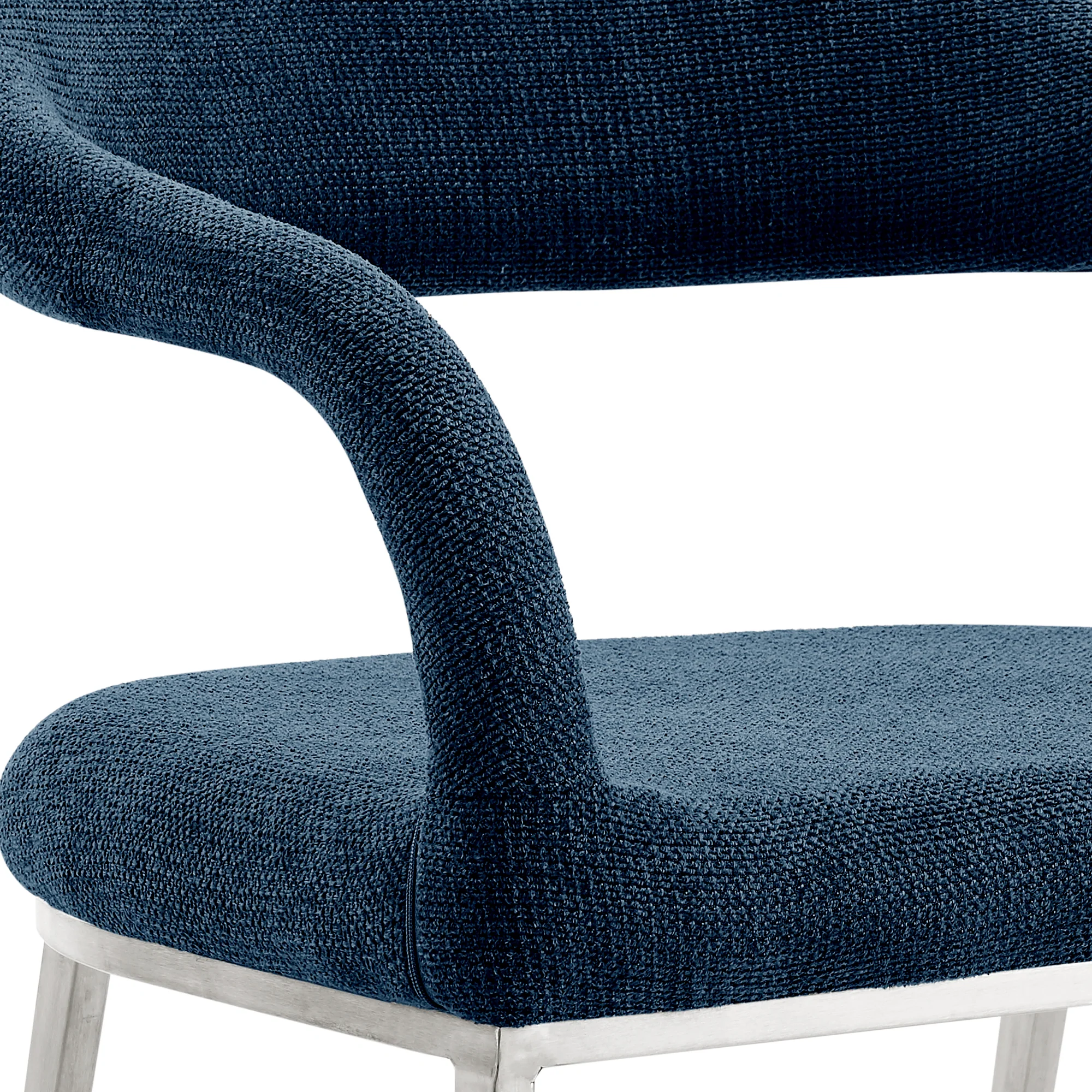Morgan Upholstered Dining Chair with Brushed Stainless Steel and Light Gray Fabric - Set of 2 By Armen Living - Image 36