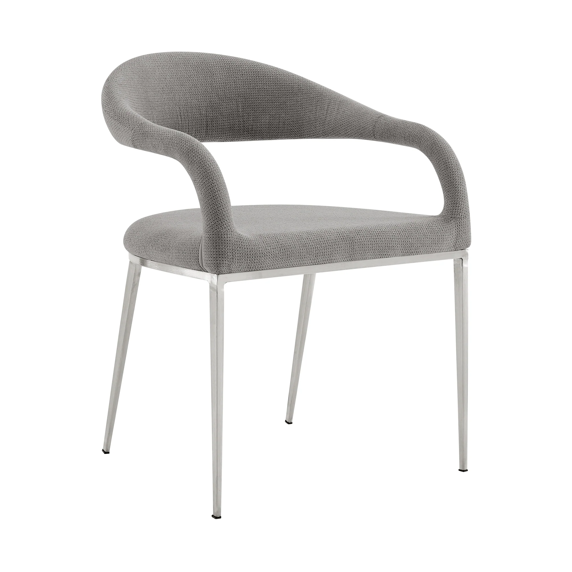 Morgan Upholstered Dining Chair with Brushed Stainless Steel and Light Gray Fabric - Set of 2 By Armen Living - Image 4
