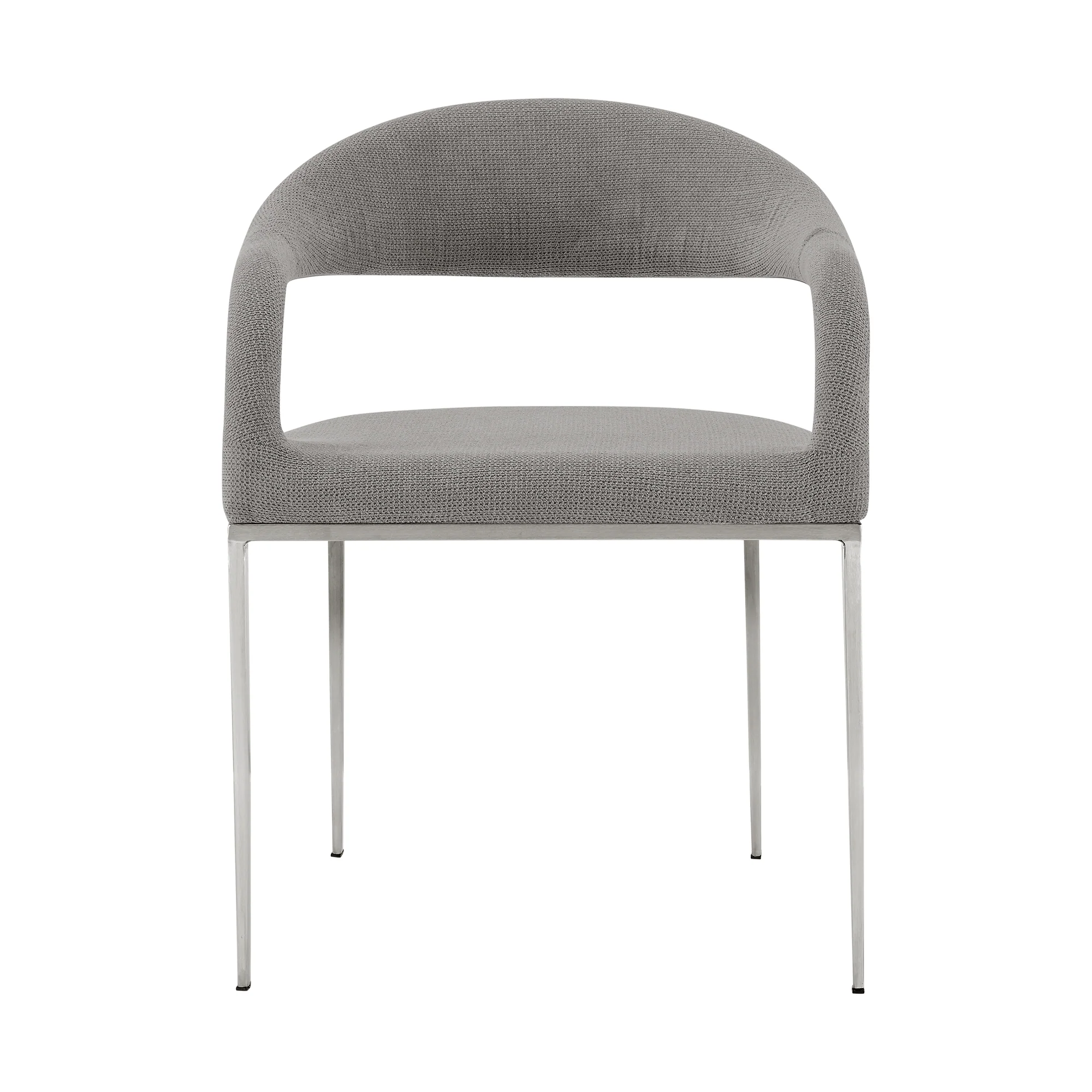 Morgan Upholstered Dining Chair with Brushed Stainless Steel and Light Gray Fabric - Set of 2 By Armen Living - Image 5
