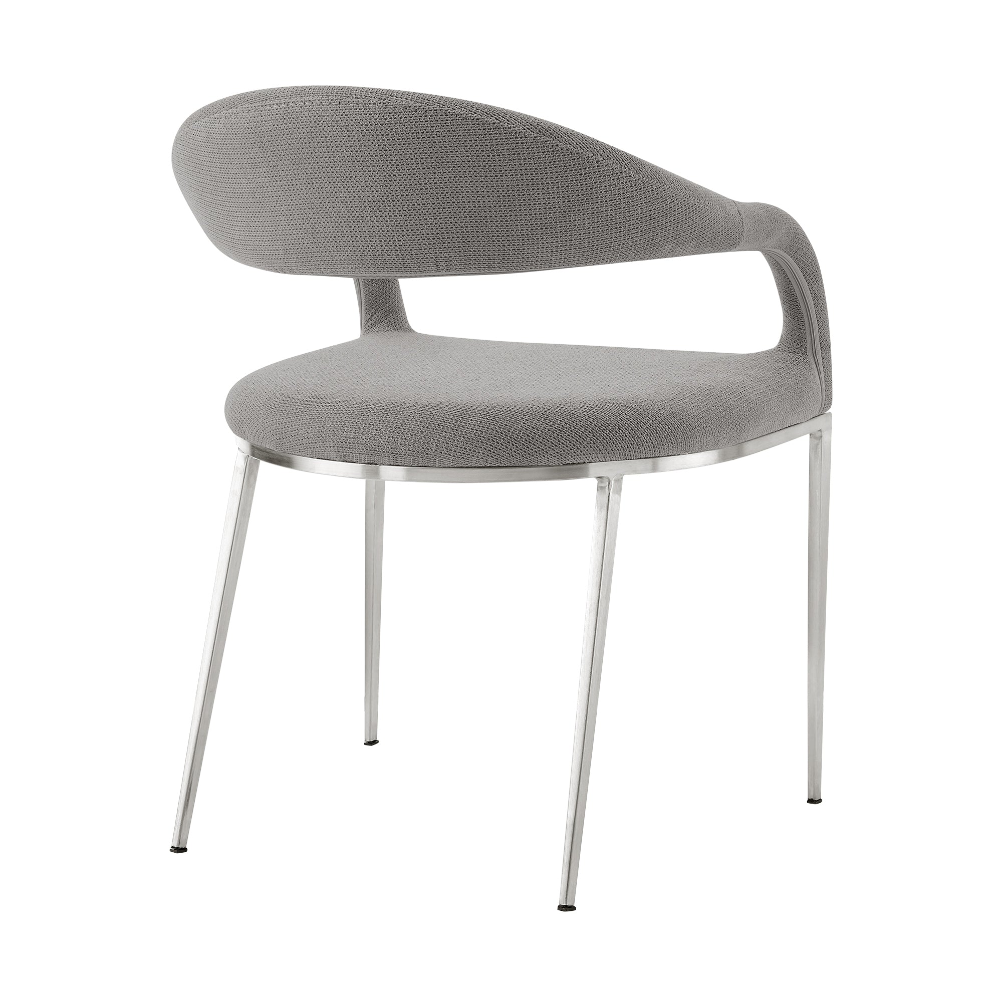 Morgan Upholstered Dining Chair with Brushed Stainless Steel and Light Gray Fabric - Set of 2 By Armen Living - Image 6
