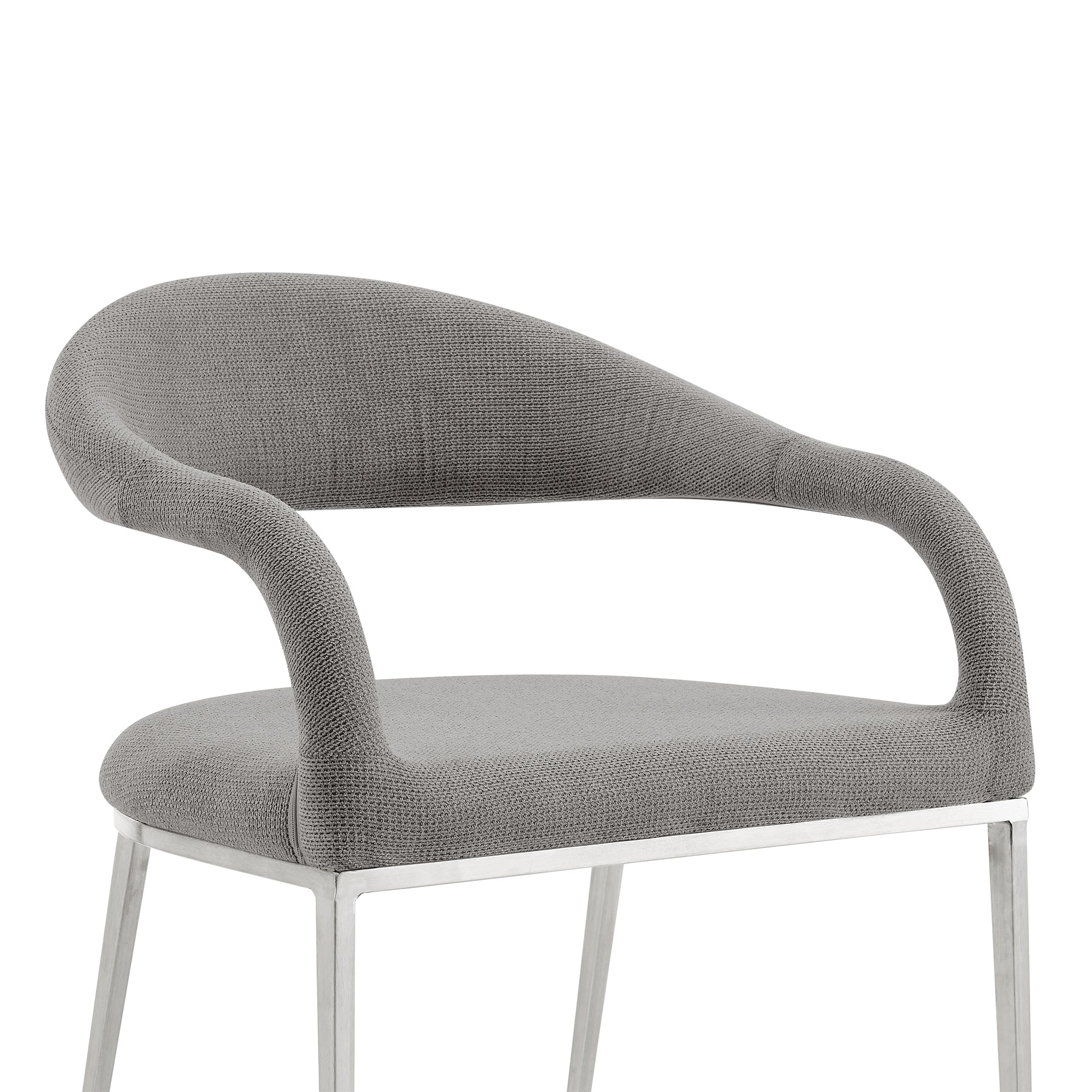 Morgan Upholstered Dining Chair with Brushed Stainless Steel and Light Gray Fabric - Set of 2 By Armen Living - Image 7