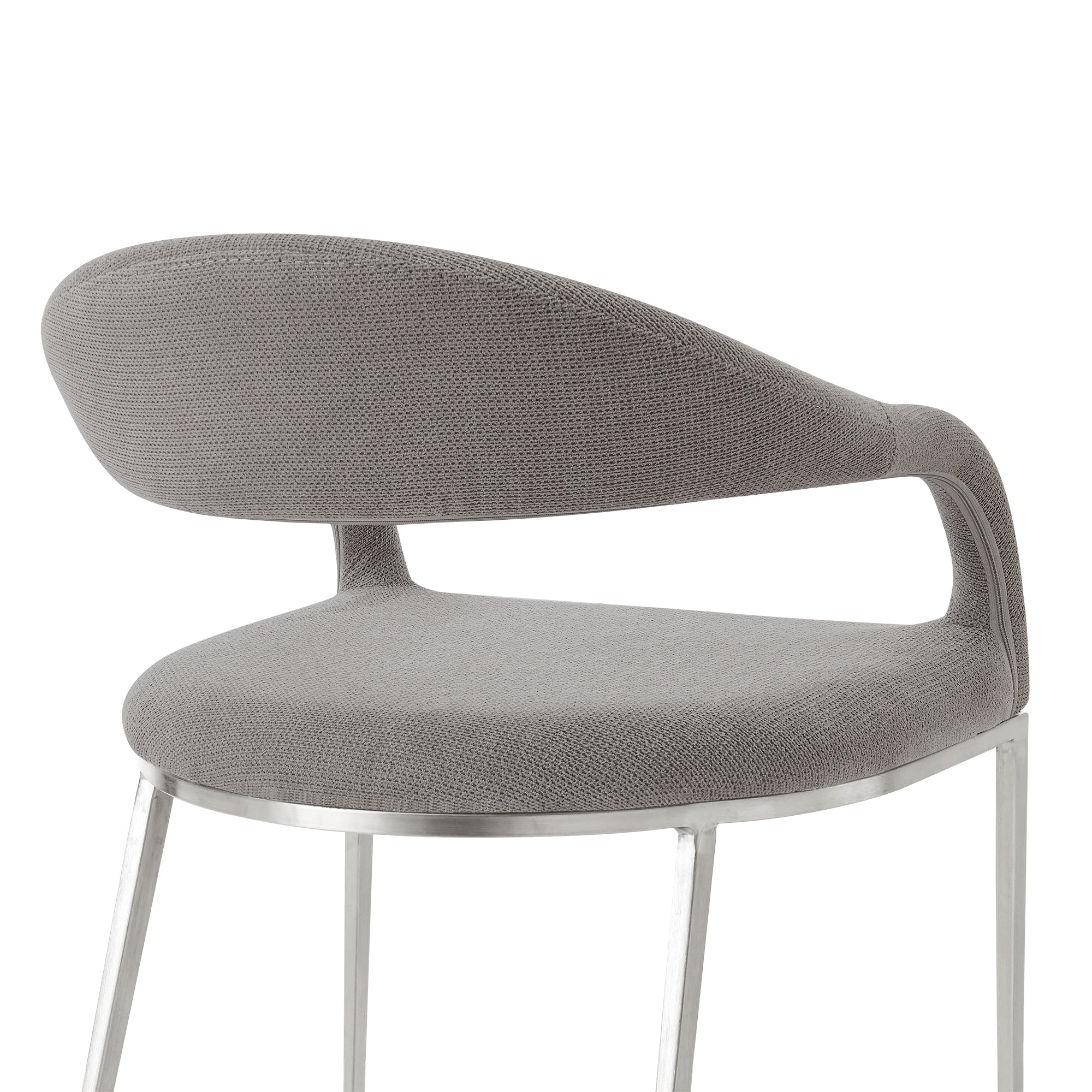Morgan Upholstered Dining Chair with Brushed Stainless Steel and Light Gray Fabric - Set of 2 By Armen Living - Image 8
