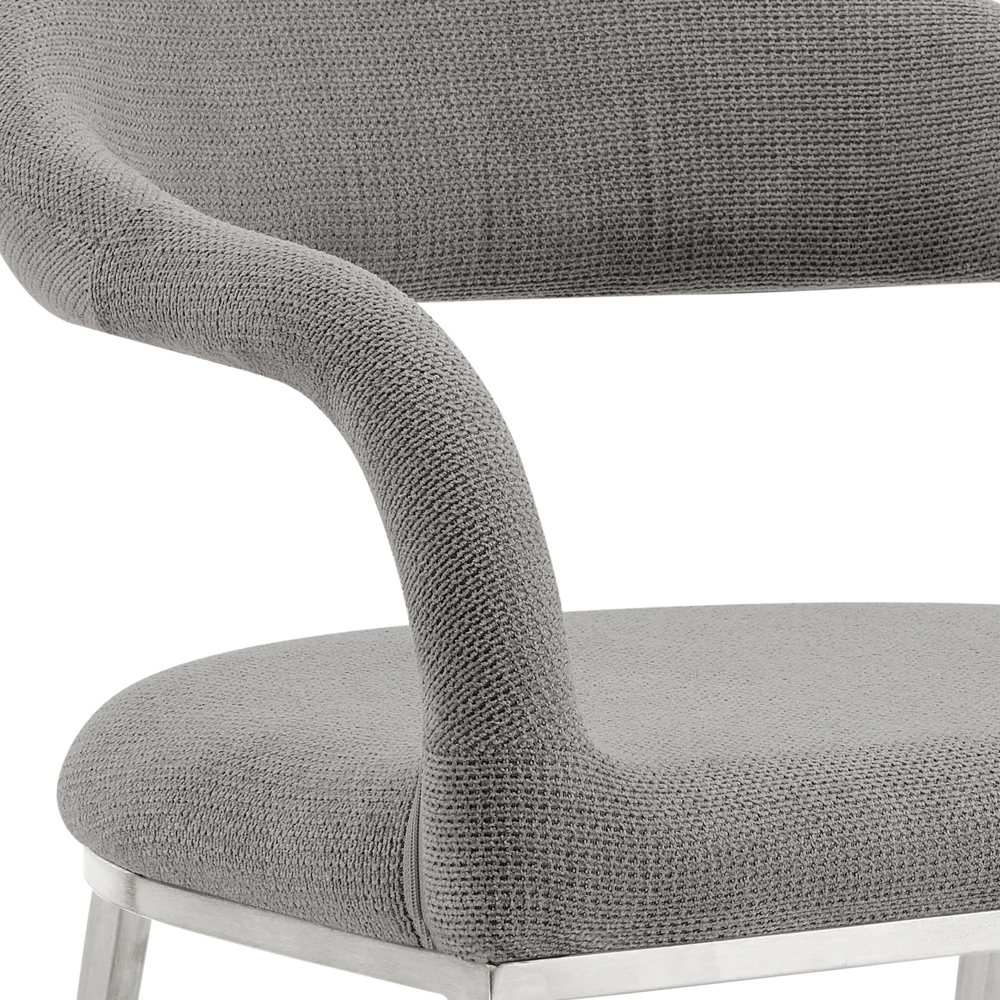 Morgan Upholstered Dining Chair with Brushed Stainless Steel and Light Gray Fabric - Set of 2 By Armen Living - Image 9