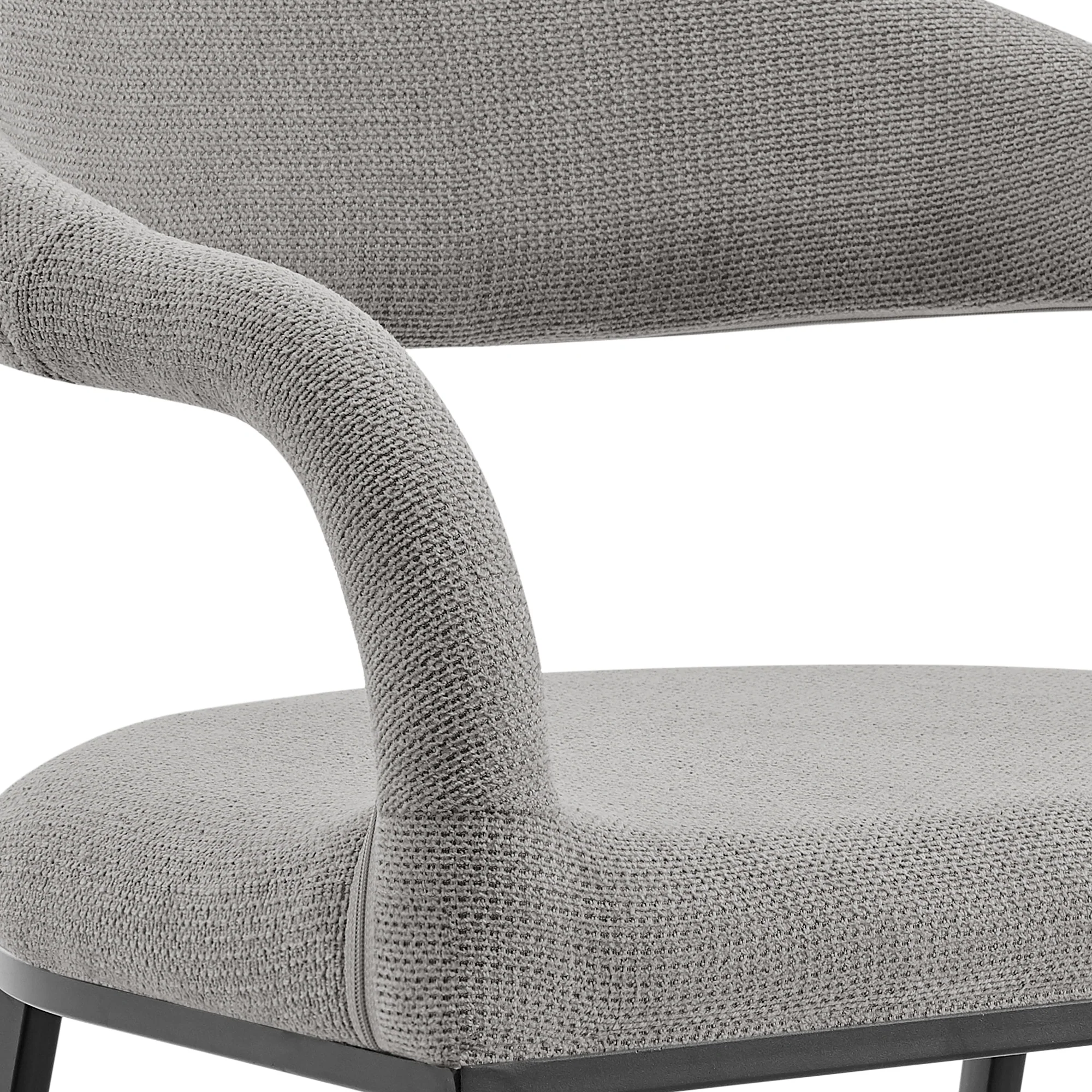 Morgan Upholstered Dining Chair with Matte Black Iron and Light Gray Fabric - Set of 2 By Armen Living - Image 12