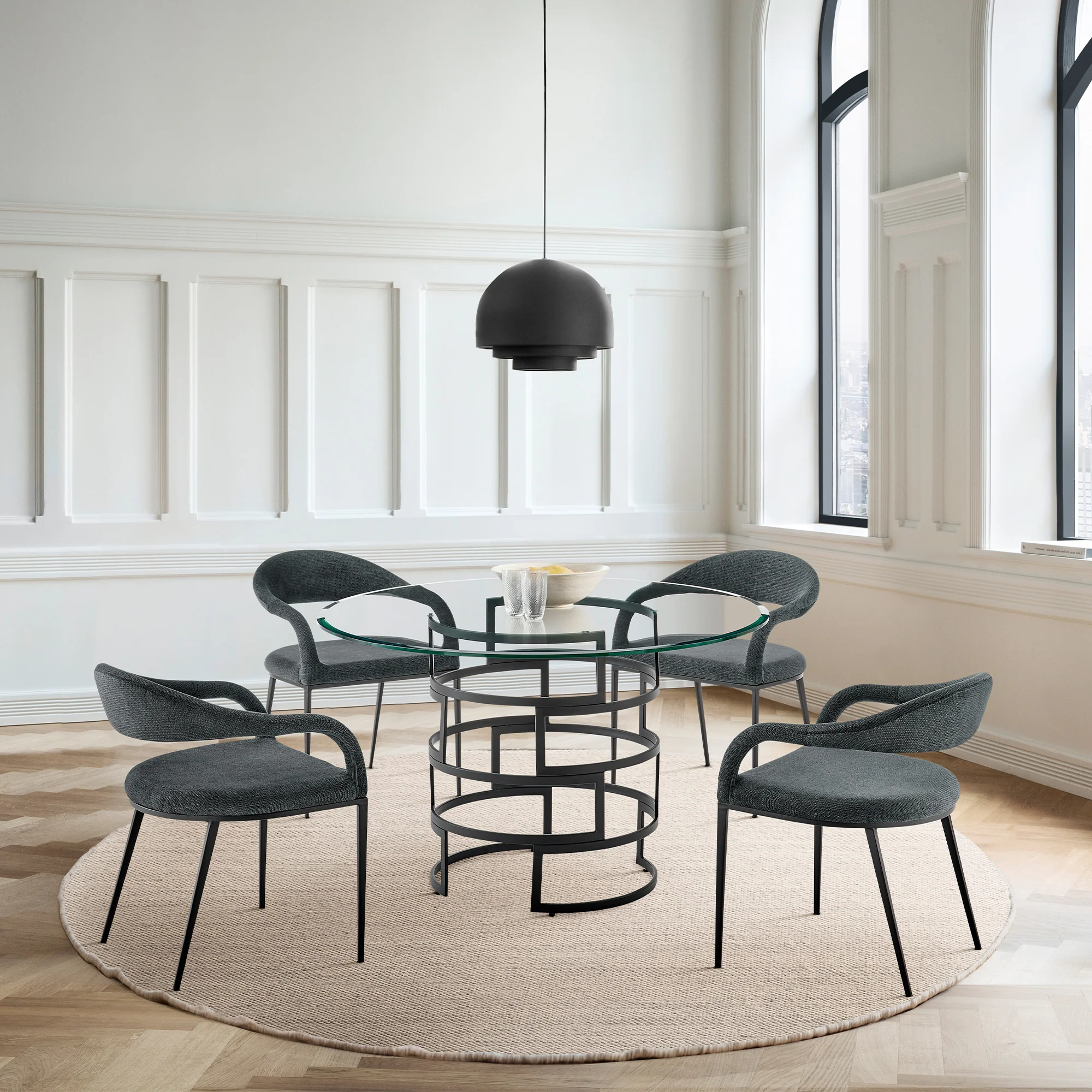 Morgan Upholstered Dining Chair with Matte Black Iron and Light Gray Fabric - Set of 2 By Armen Living - Image 14
