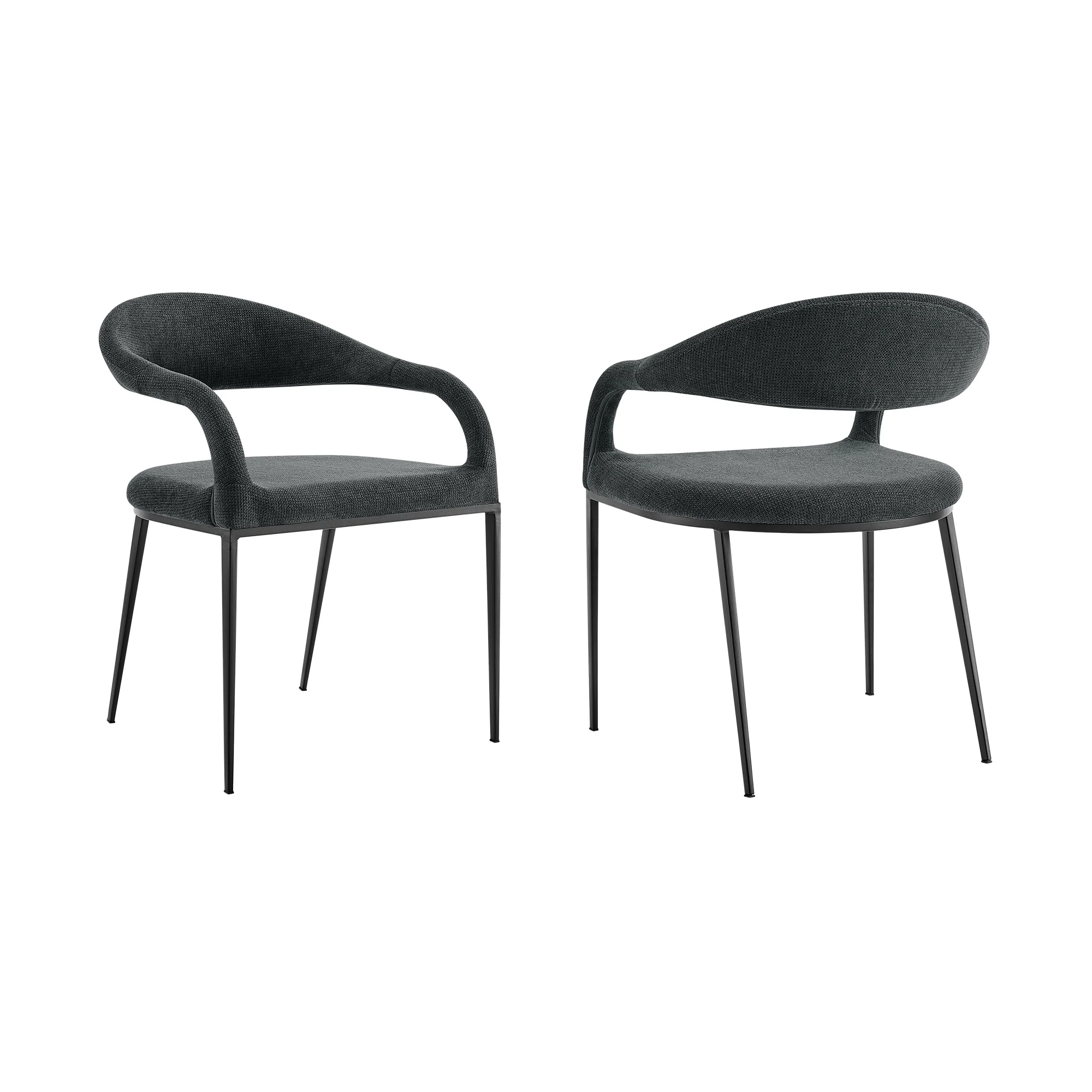 Morgan Upholstered Dining Chair with Matte Black Iron and Light Gray Fabric - Set of 2 By Armen Living - Image 15