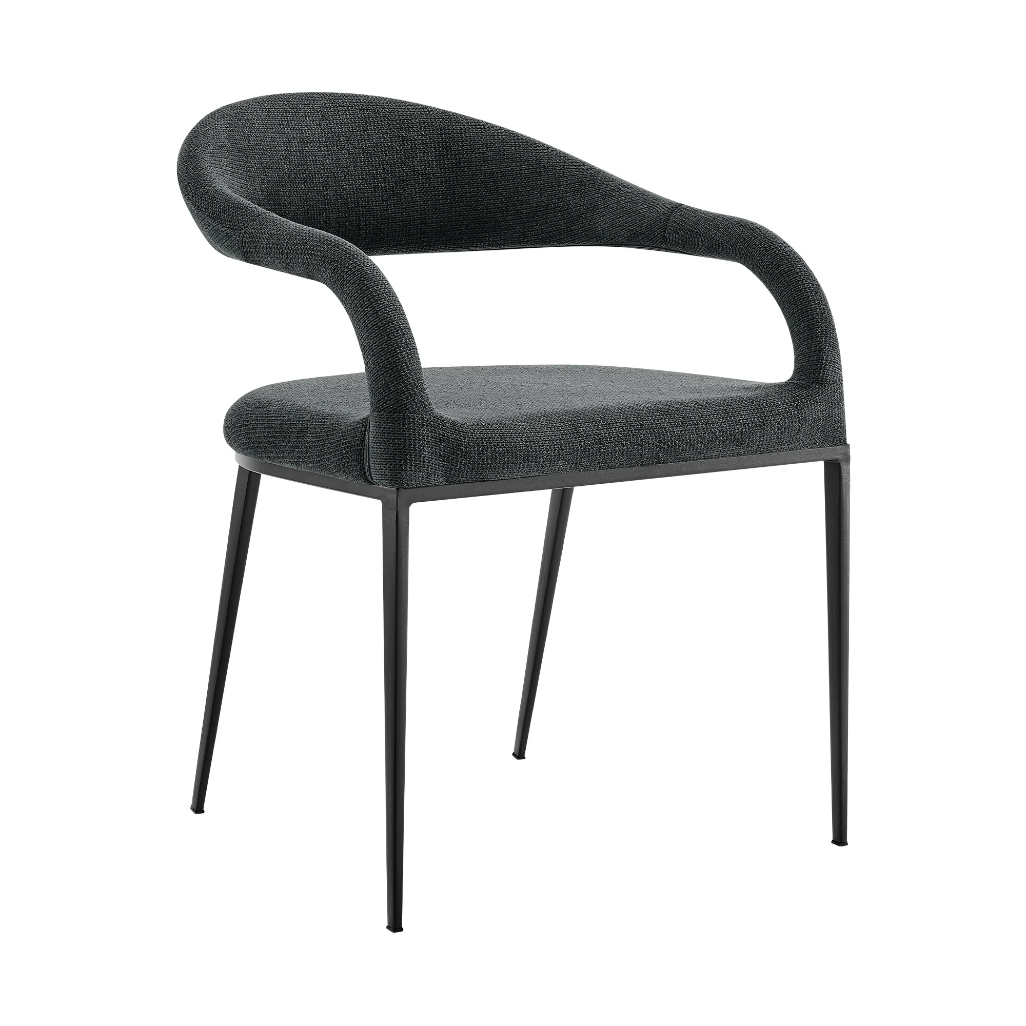 Morgan Upholstered Dining Chair with Matte Black Iron and Light Gray Fabric - Set of 2 By Armen Living - Image 16