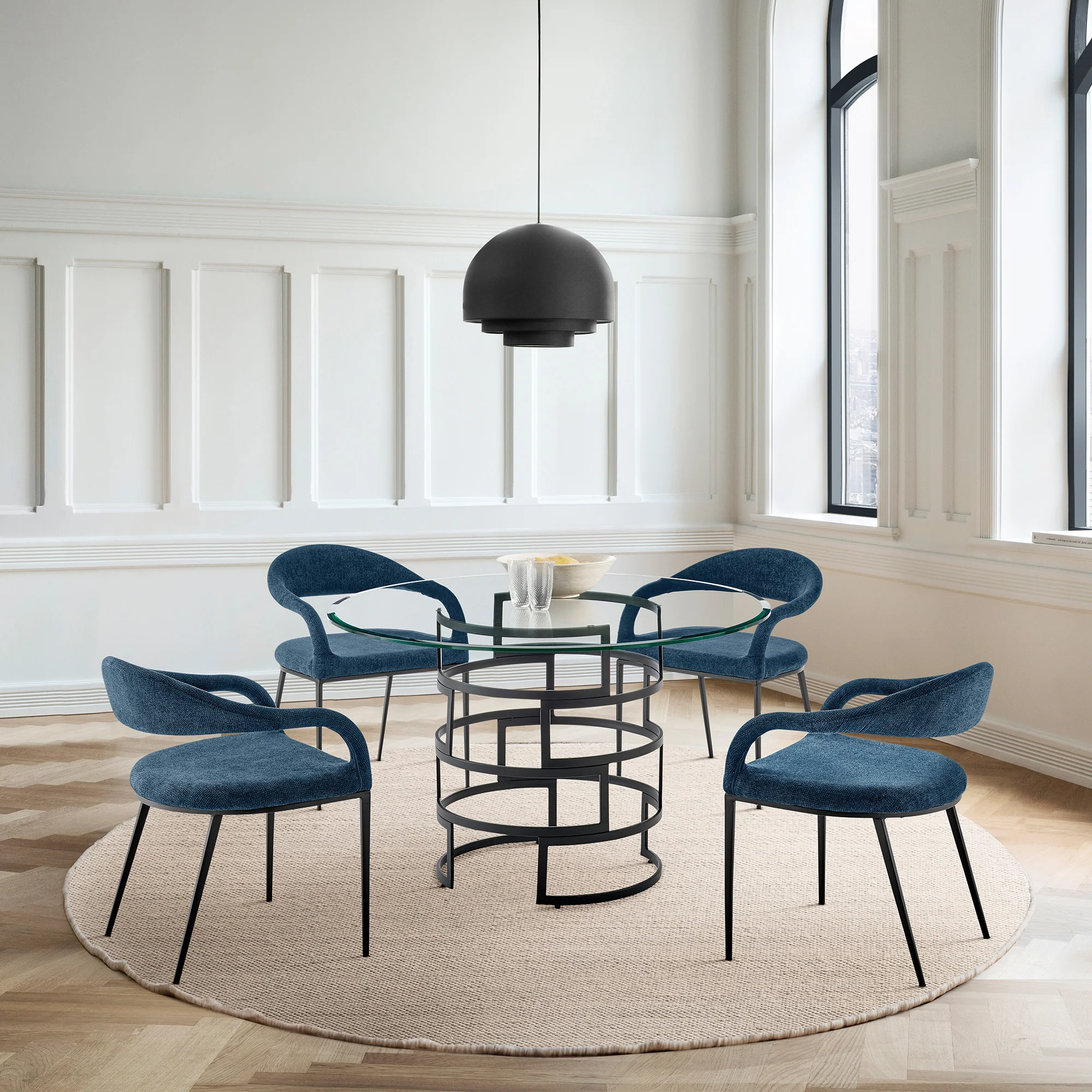 Morgan Upholstered Dining Chair with Matte Black Iron and Light Gray Fabric - Set of 2 By Armen Living - Image 26