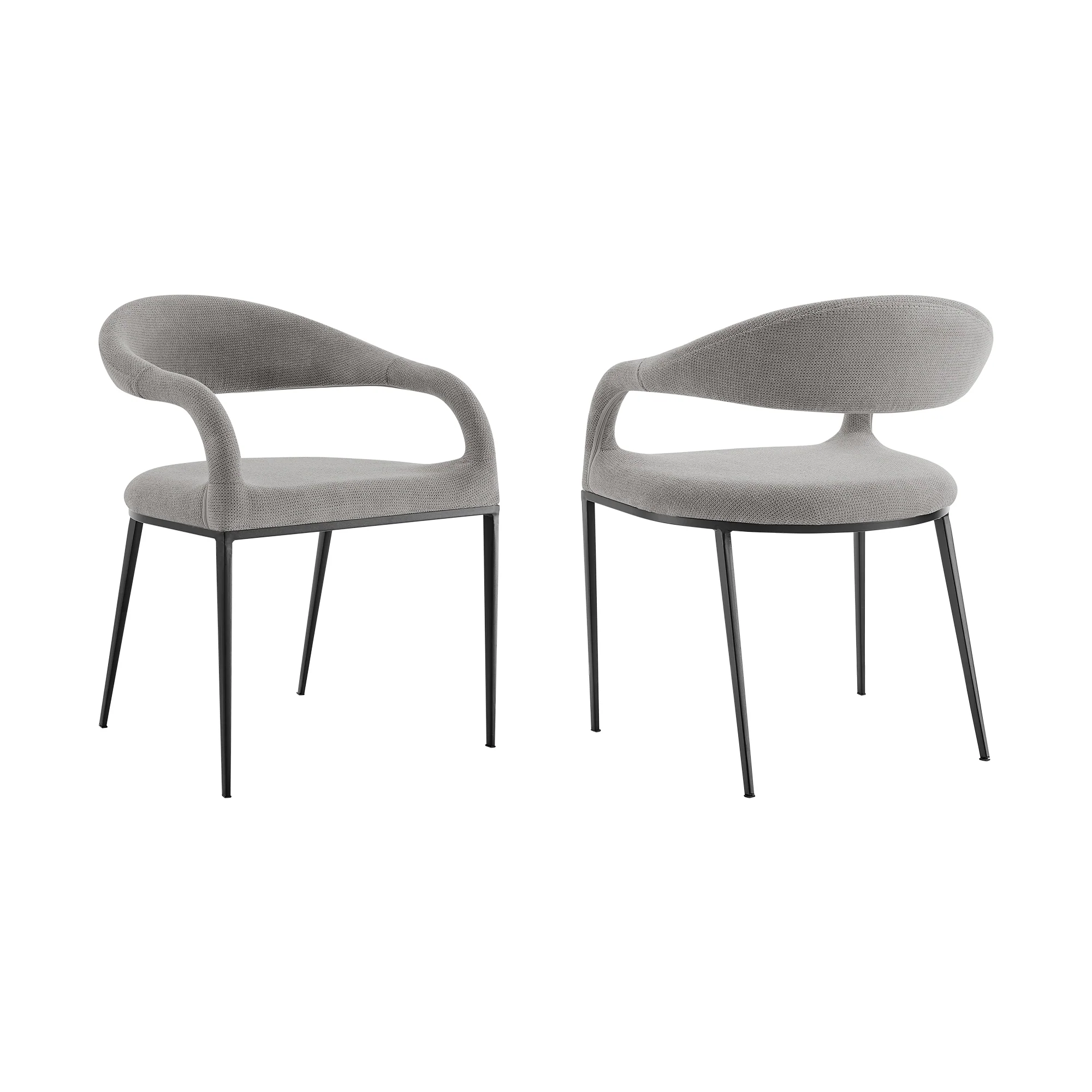 Morgan Upholstered Dining Chair with Matte Black Iron and Light Gray Fabric - Set of 2 By Armen Living - Image 3