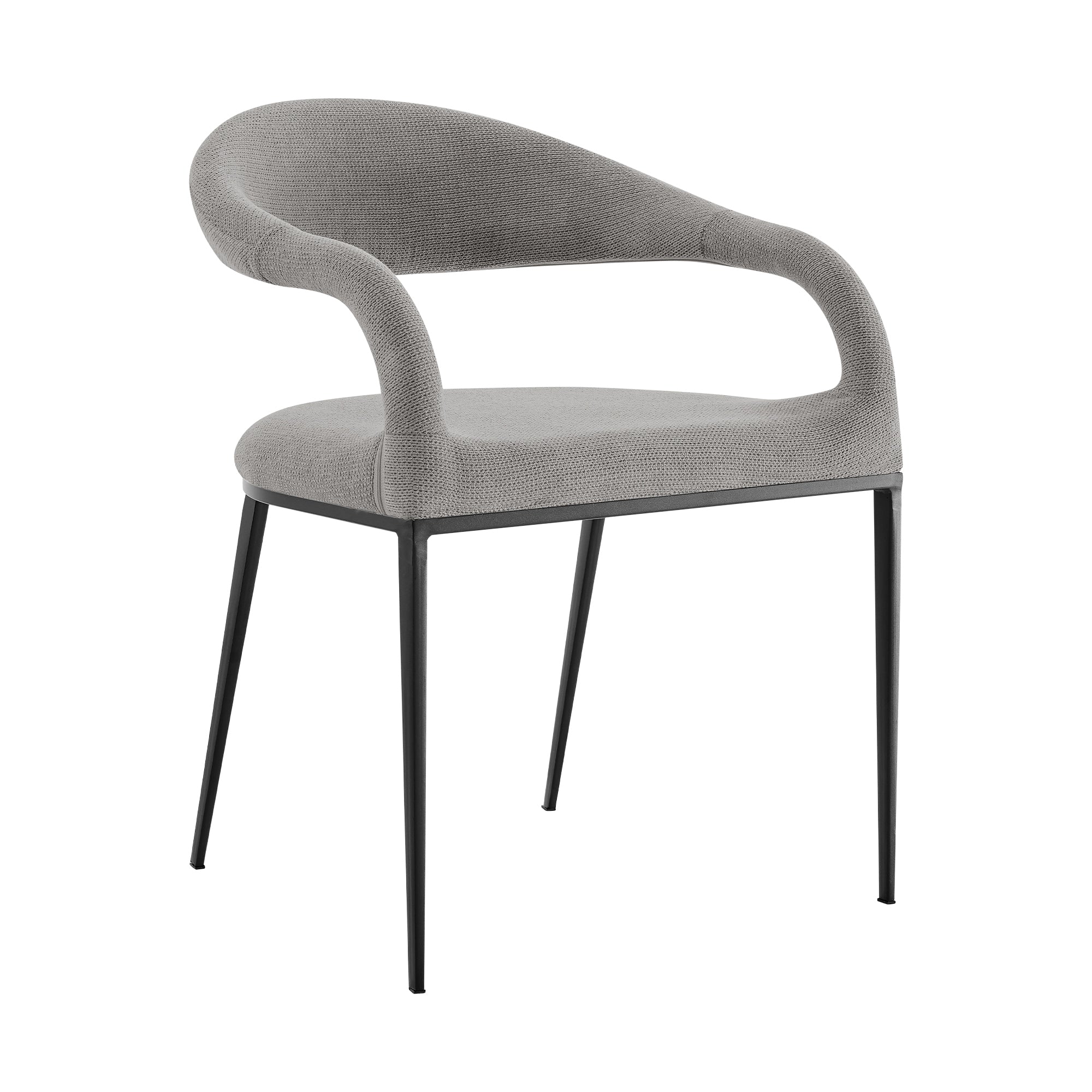 Morgan Upholstered Dining Chair with Matte Black Iron and Light Gray Fabric - Set of 2 By Armen Living - Image 4