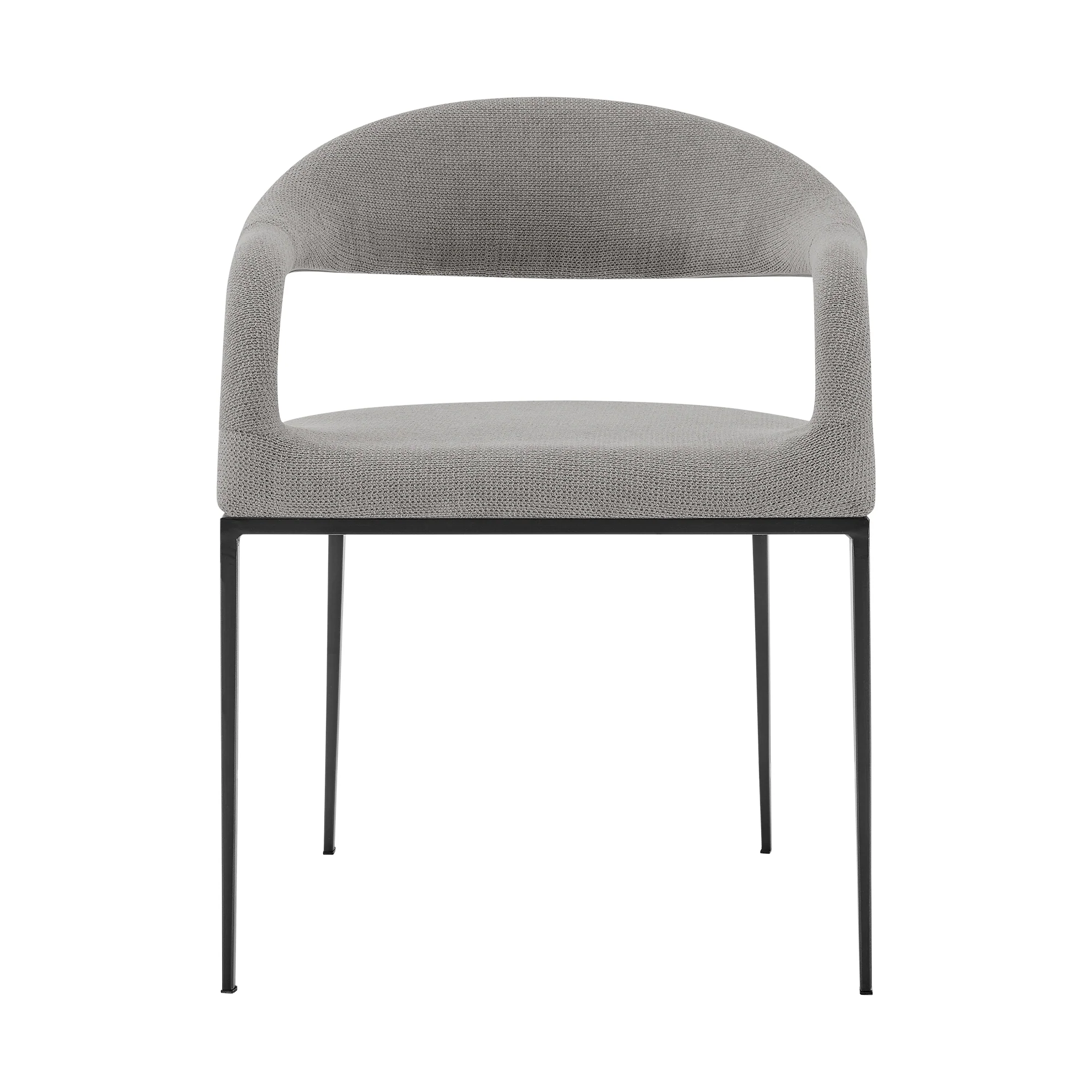 Morgan Upholstered Dining Chair with Matte Black Iron and Light Gray Fabric - Set of 2 By Armen Living - Image 5