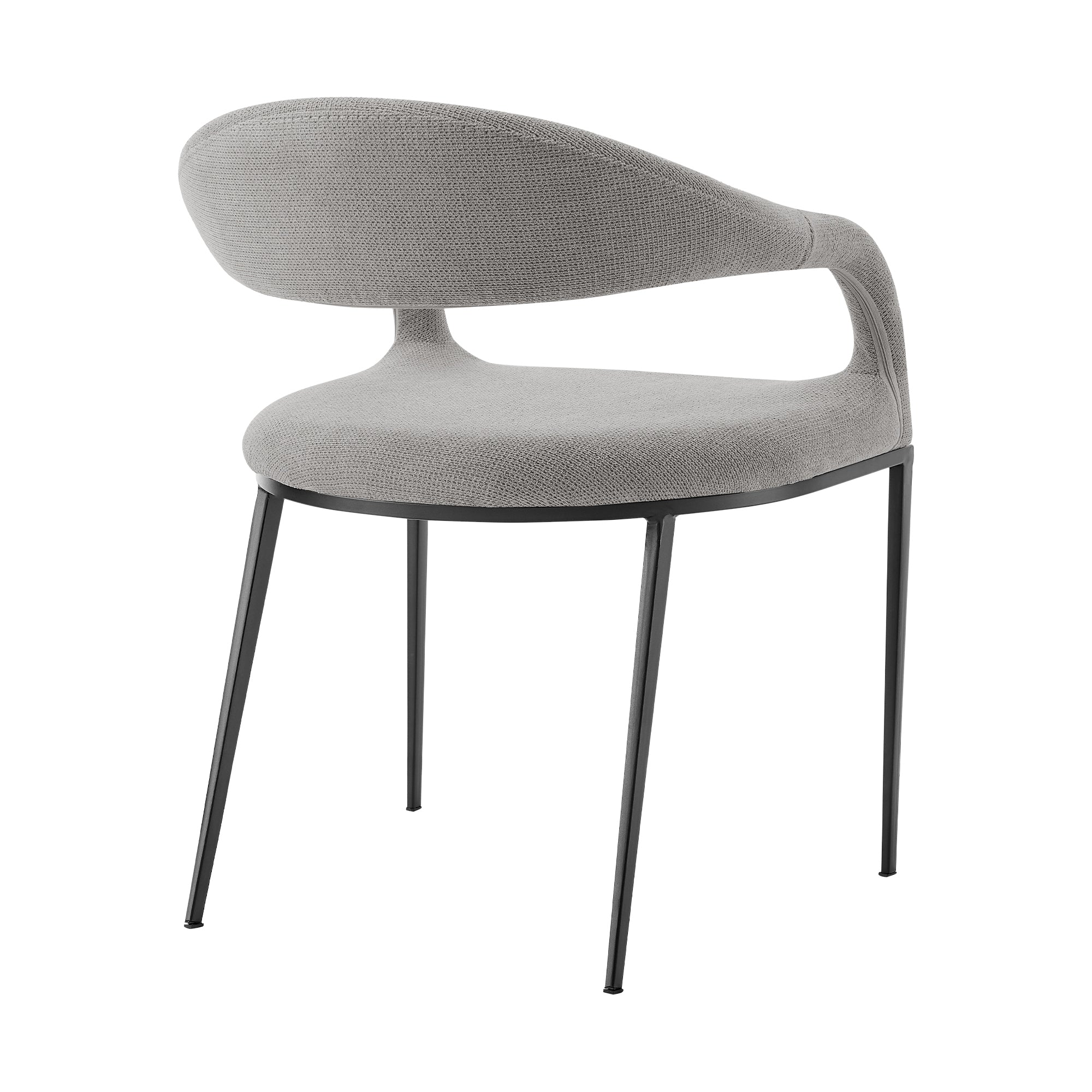 Morgan Upholstered Dining Chair with Matte Black Iron and Light Gray Fabric - Set of 2 By Armen Living - Image 6