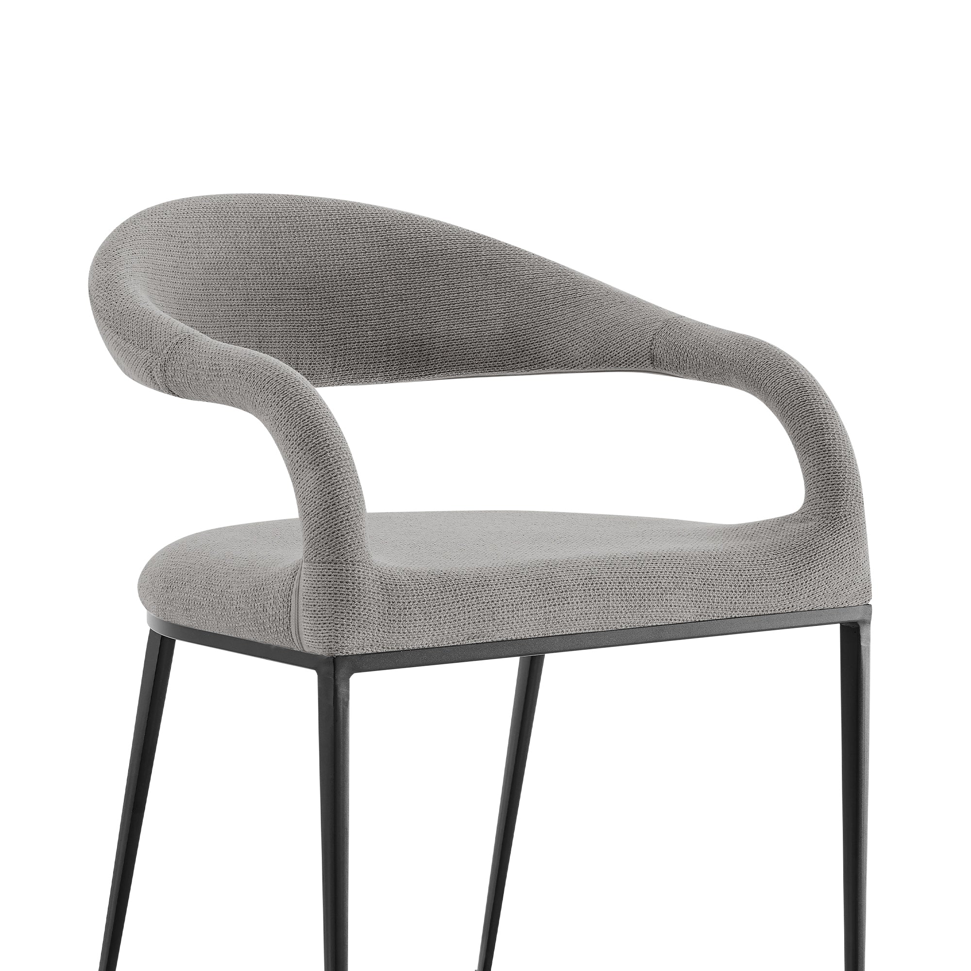 Morgan Upholstered Dining Chair with Matte Black Iron and Light Gray Fabric - Set of 2 By Armen Living - Image 7