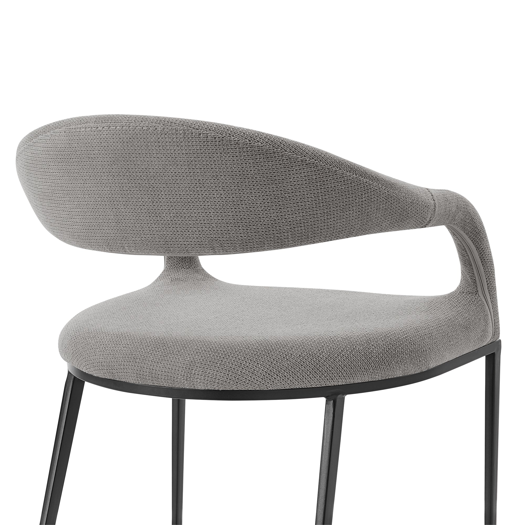 Morgan Upholstered Dining Chair with Matte Black Iron and Light Gray Fabric - Set of 2 By Armen Living - Image 8