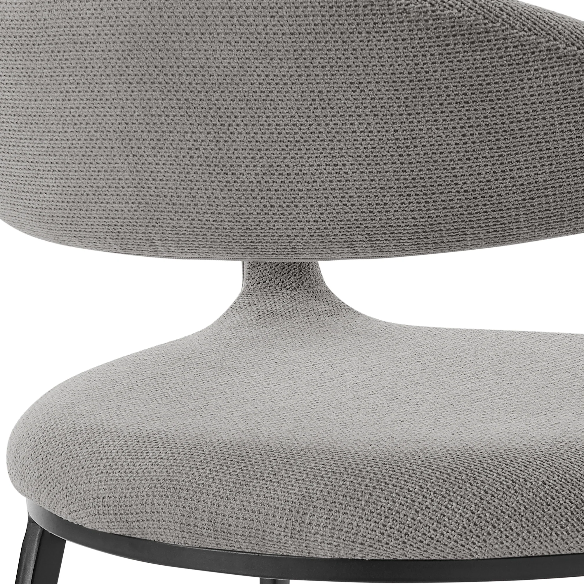 Morgan Upholstered Dining Chair with Matte Black Iron and Light Gray Fabric - Set of 2 By Armen Living - Image 9