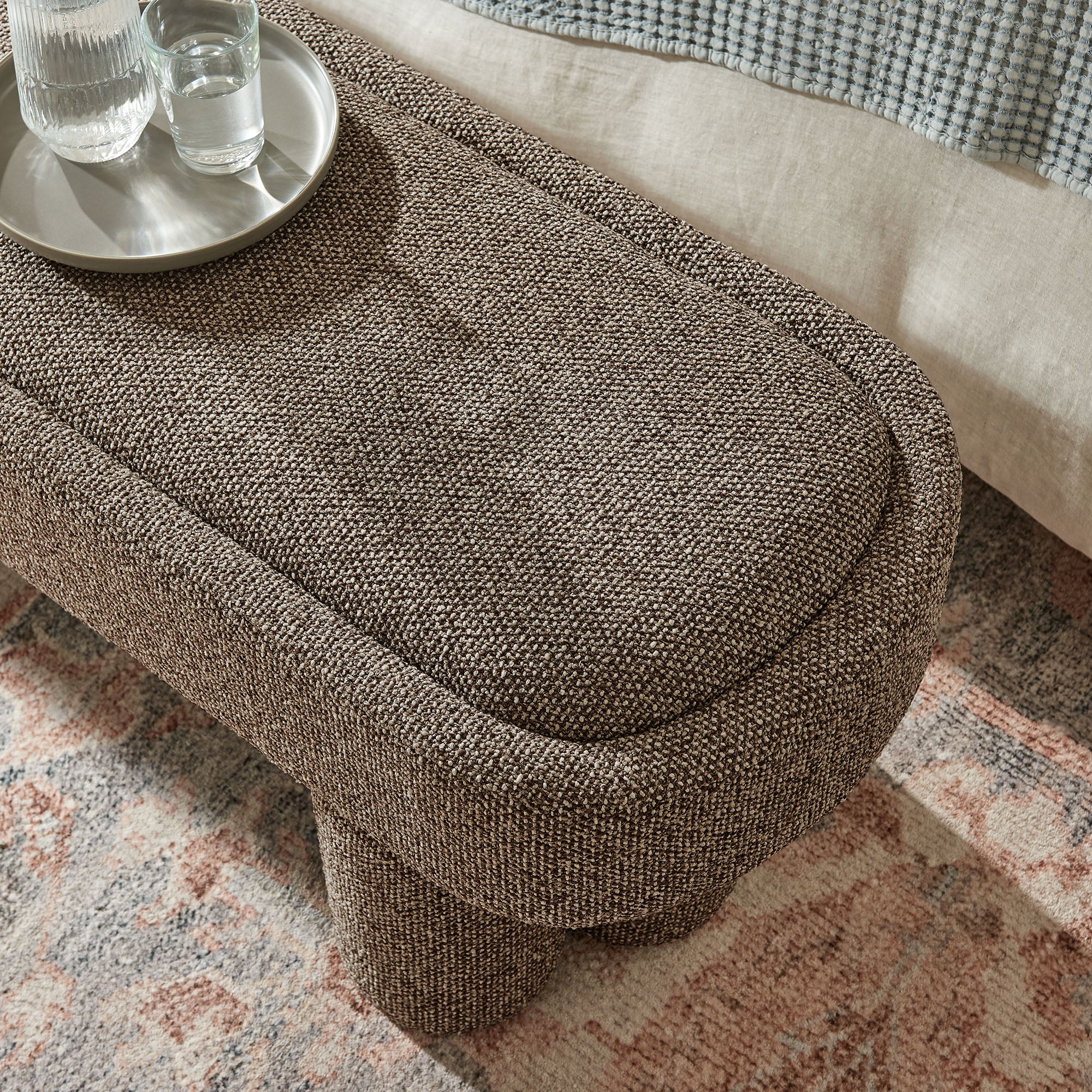 Mossi 52-Inch Oval Boucle Fabric Bench by Modway - Image 13