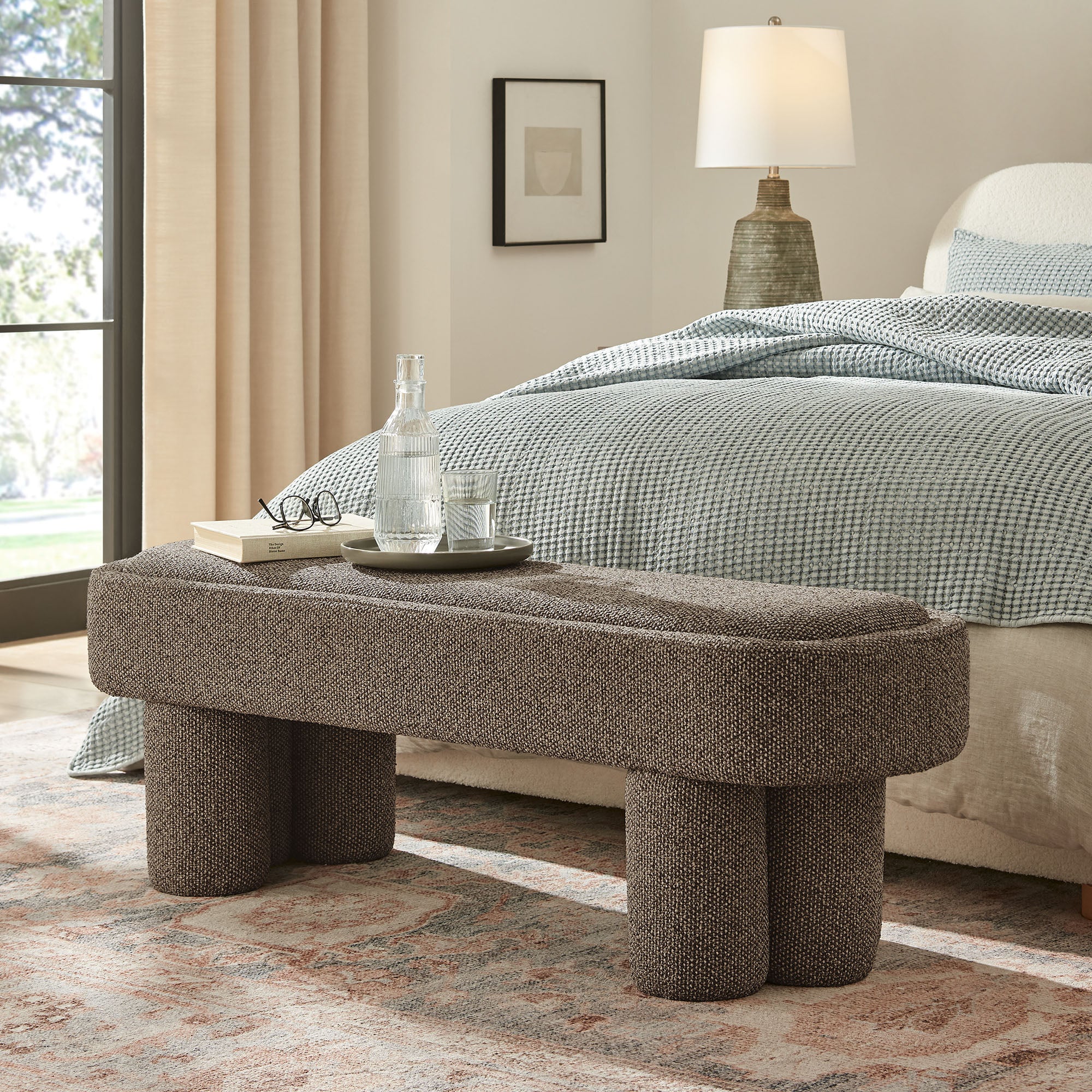 Mossi 52-Inch Oval Boucle Fabric Bench by Modway - Image 14