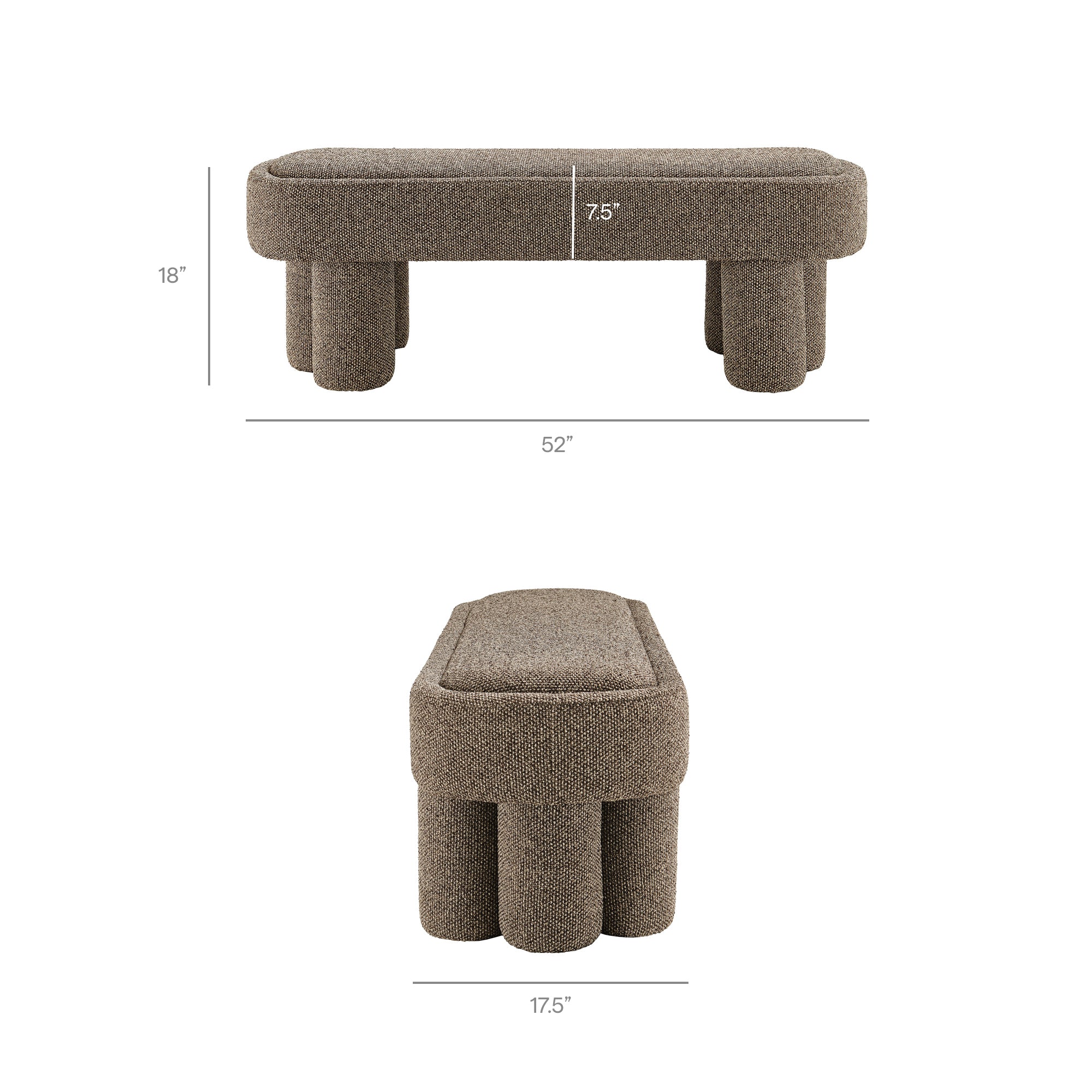 Mossi 52-Inch Oval Boucle Fabric Bench by Modway - Image 16