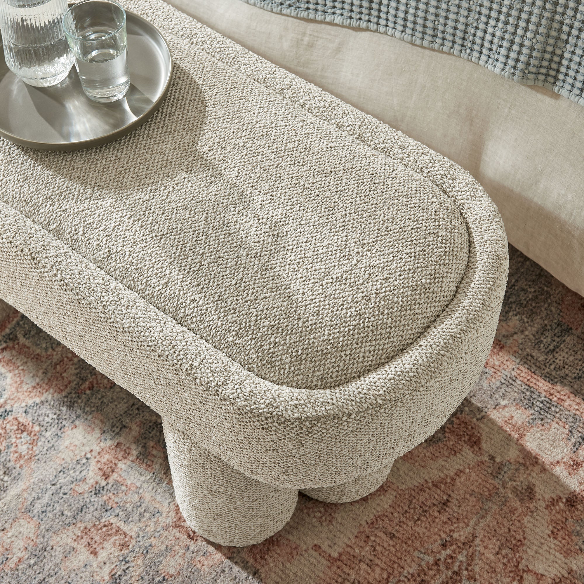 Mossi 52-Inch Oval Boucle Fabric Bench by Modway - Image 21