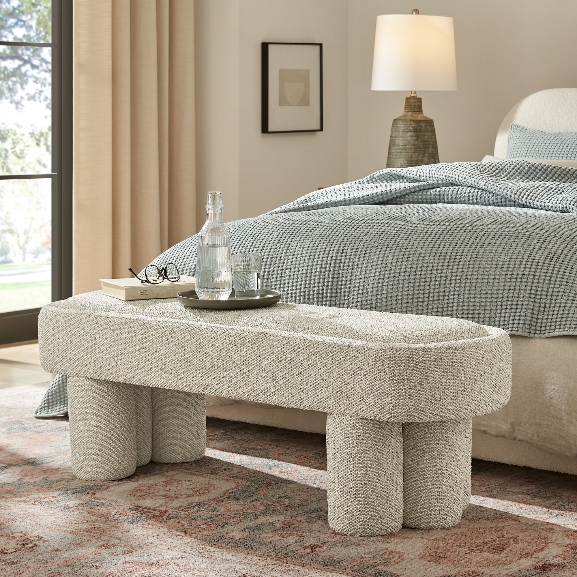 Mossi 52-Inch Oval Boucle Fabric Bench by Modway - Image 22