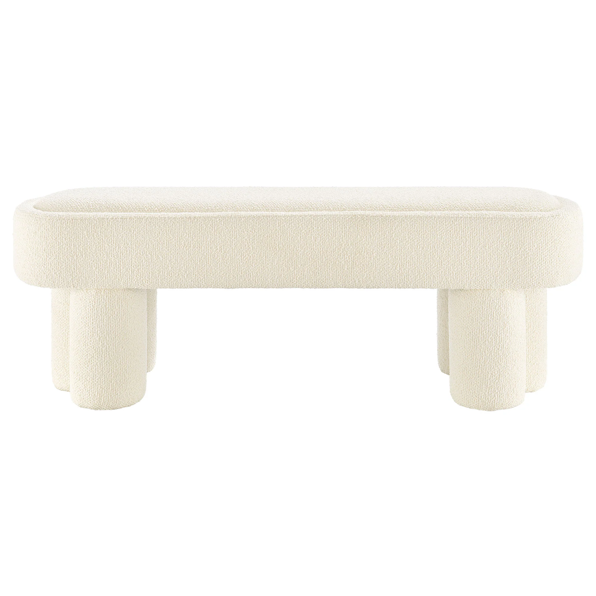 Mossi 52-Inch Oval Boucle Fabric Bench by Modway - Image 3